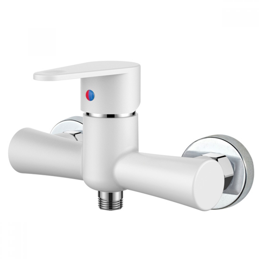 Смеситель д/душ.кабины PLAMIX VEGA-003 SET White, (со шлангом, лейкой и кронштейном) (6 шт/ящ) - Изображение №1