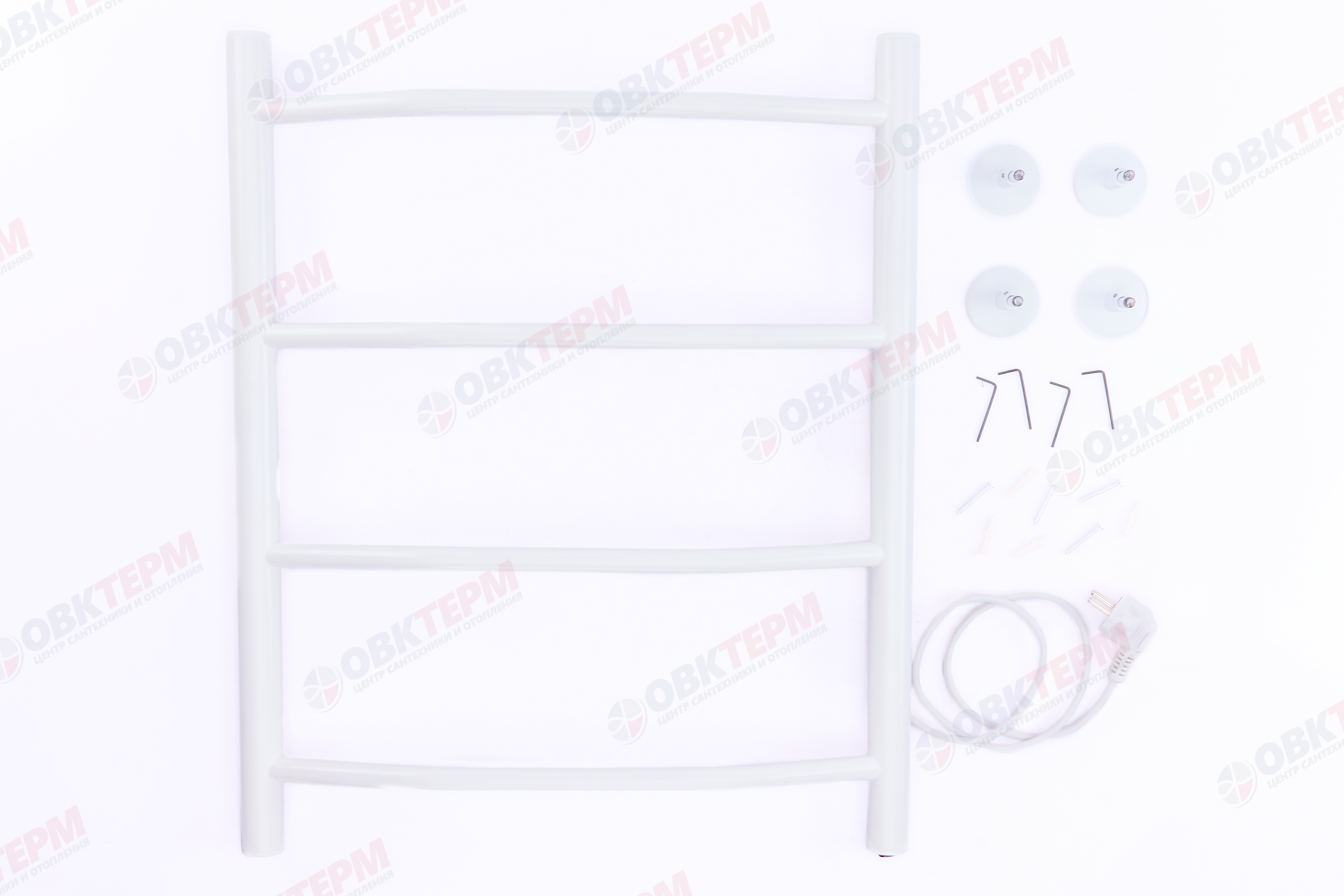 Полотенцесушитель электрический ТДА ЛНК - Э 1" 50 х 60 Л, 4 перекладины, кнопка, Белый АДВ - Изображение №3