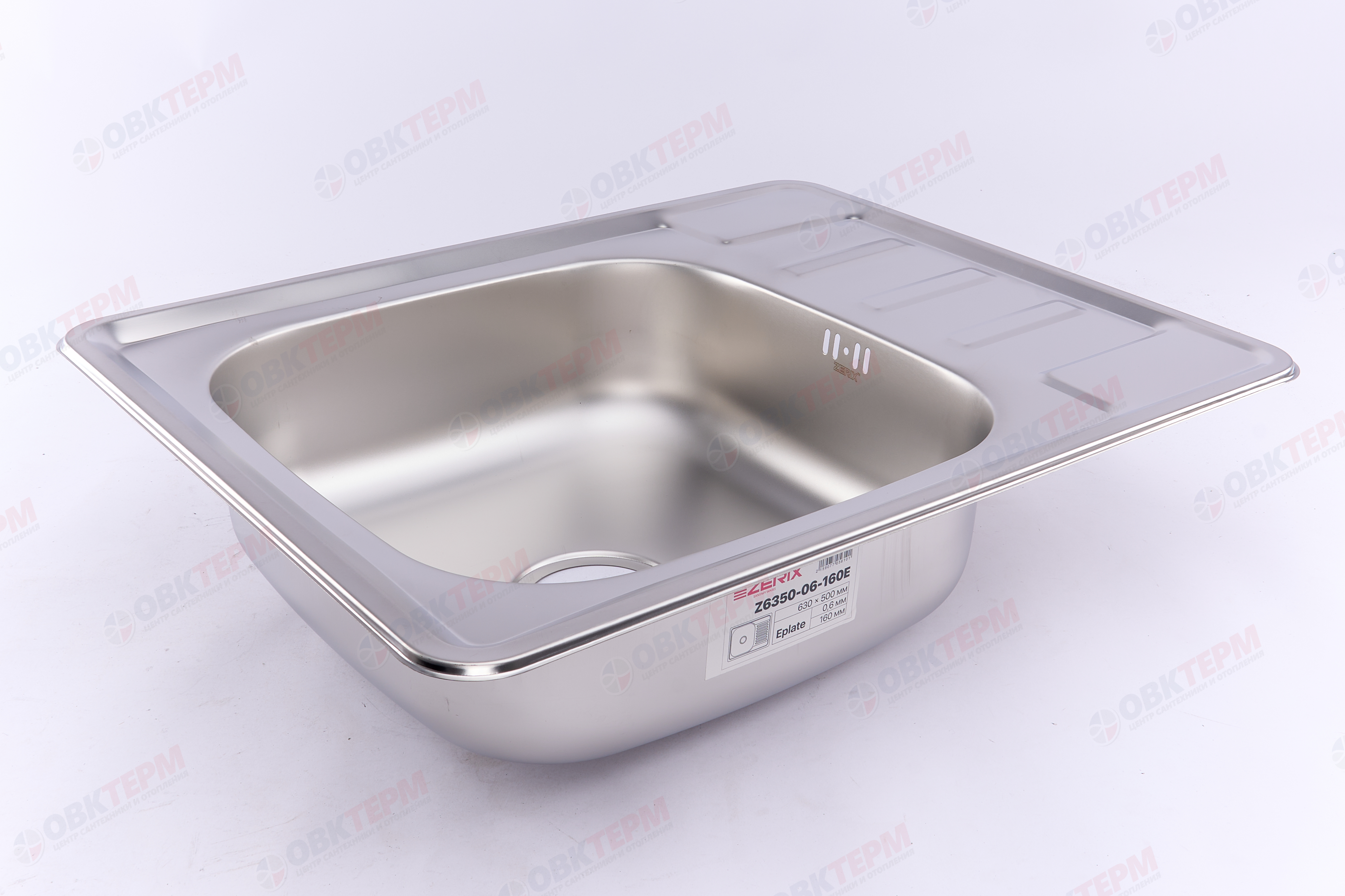 ZERIX мойка Z6350-06-160E (SATIN) ВРЕЗНАЯ /сифон (10шт/ящ) - миниатюра №2