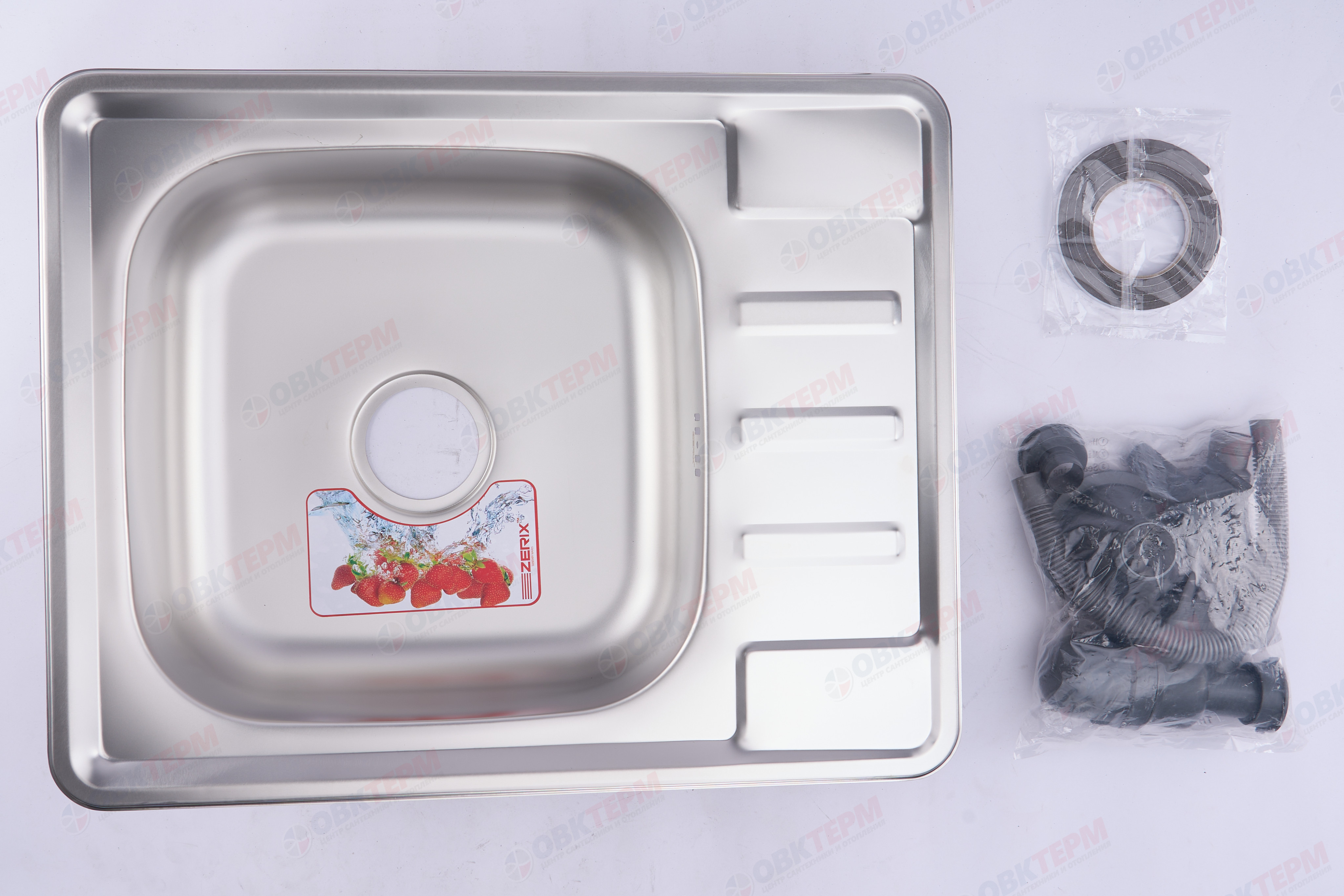 ZERIX мойка Z6350-06-160E (SATIN) ВРЕЗНАЯ /сифон (10шт/ящ) - миниатюра №4