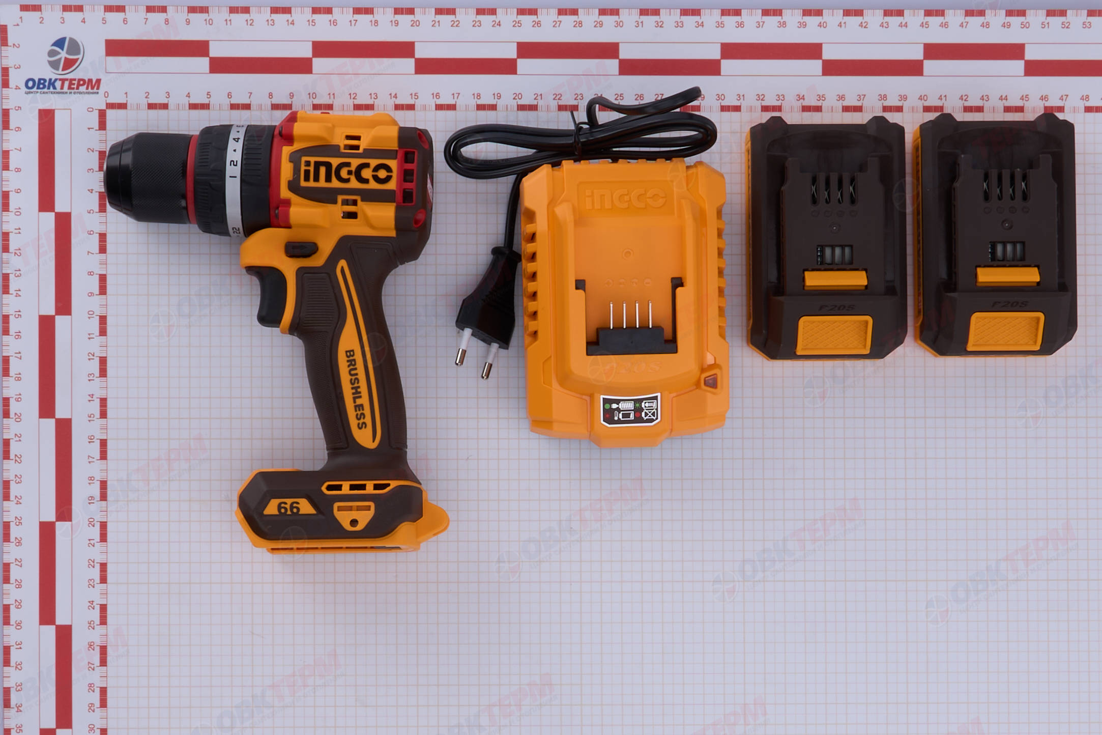 Шуруповерт аккум. INGCO INDUSTRIAL Б/Щ 20V MAX (66Нм, патрон металл 13мм, 2 АКБ, ЗУ, КЕЙС) - миниатюра №7