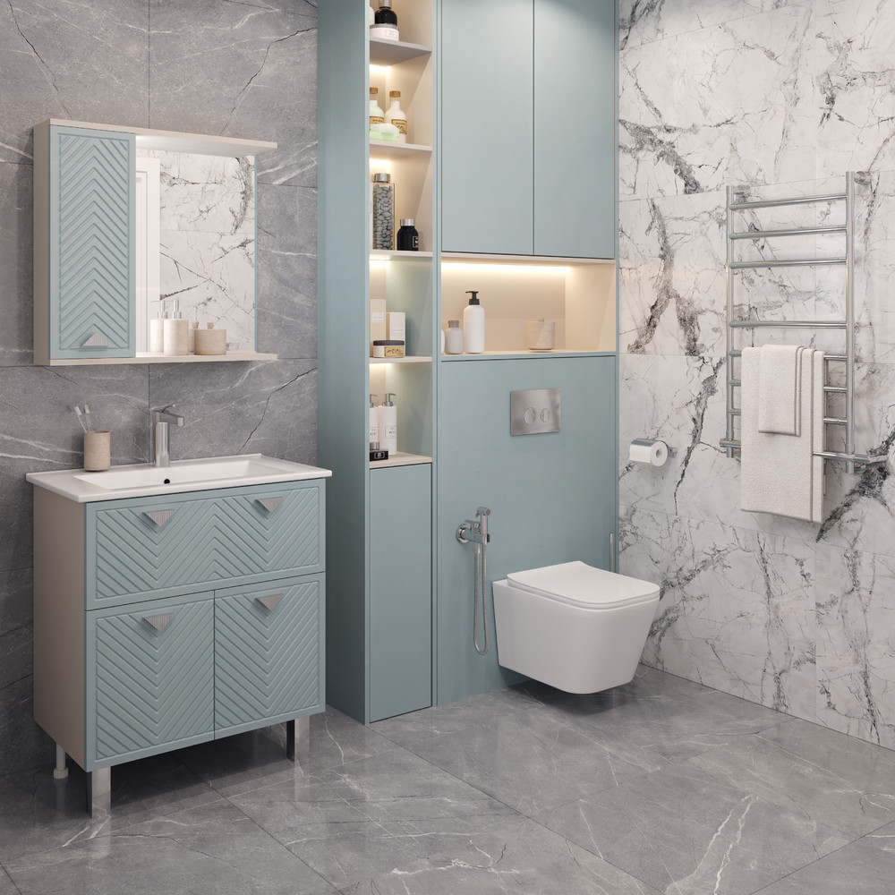 Тумба напольная EvaGold  75 №2 "Sky" (ум. Оскар 75, Quadro 750) индиго/кашемир - Изображение №3