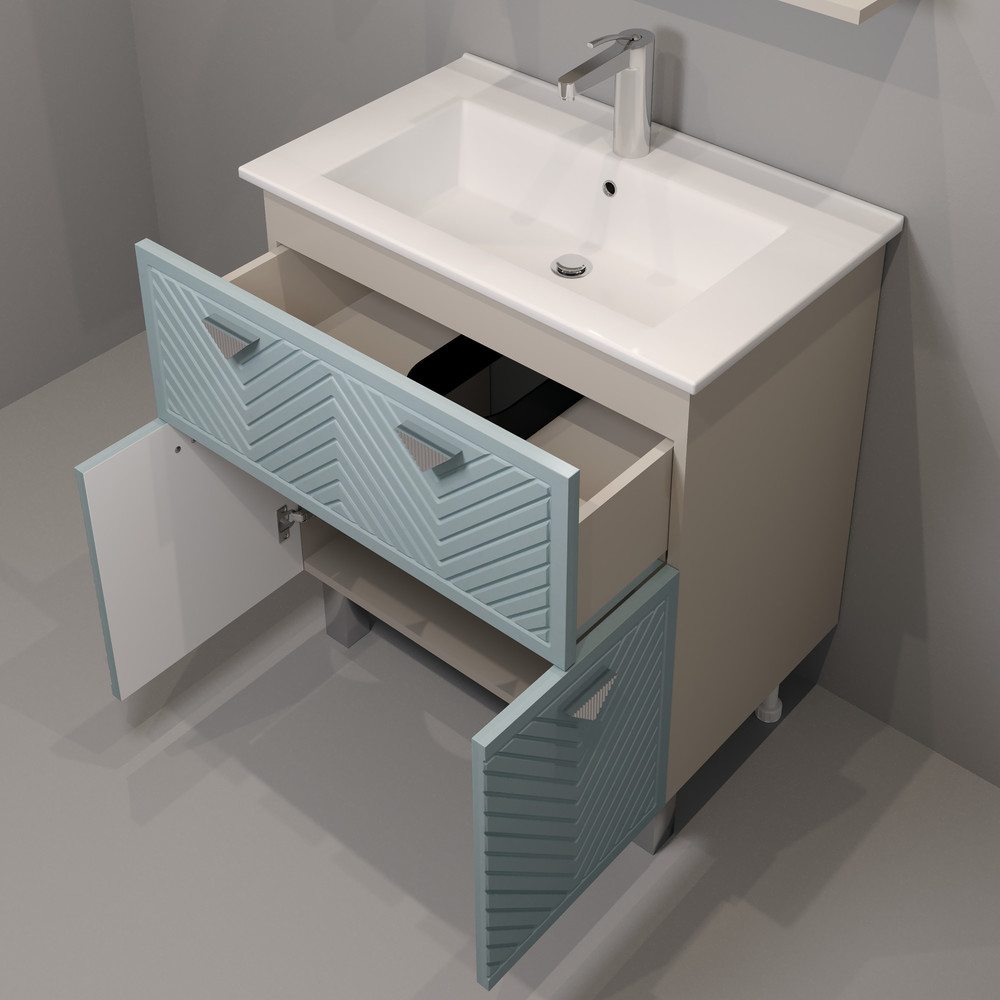 Тумба напольная EvaGold  75 №2 "Sky" (ум. Оскар 75, Quadro 750) индиго/кашемир - Изображение №4