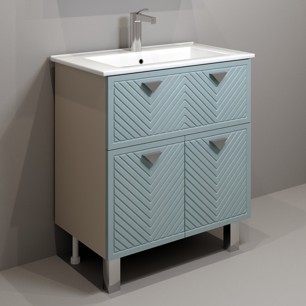 Тумба напольная EvaGold  75 №2 "Sky" (ум. Оскар 75, Quadro 750) индиго/кашемир - миниатюра №6