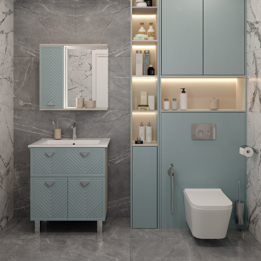 Тумба напольная EvaGold  75 №2 "Sky" (ум. Оскар 75, Quadro 750) индиго/кашемир - миниатюра №8