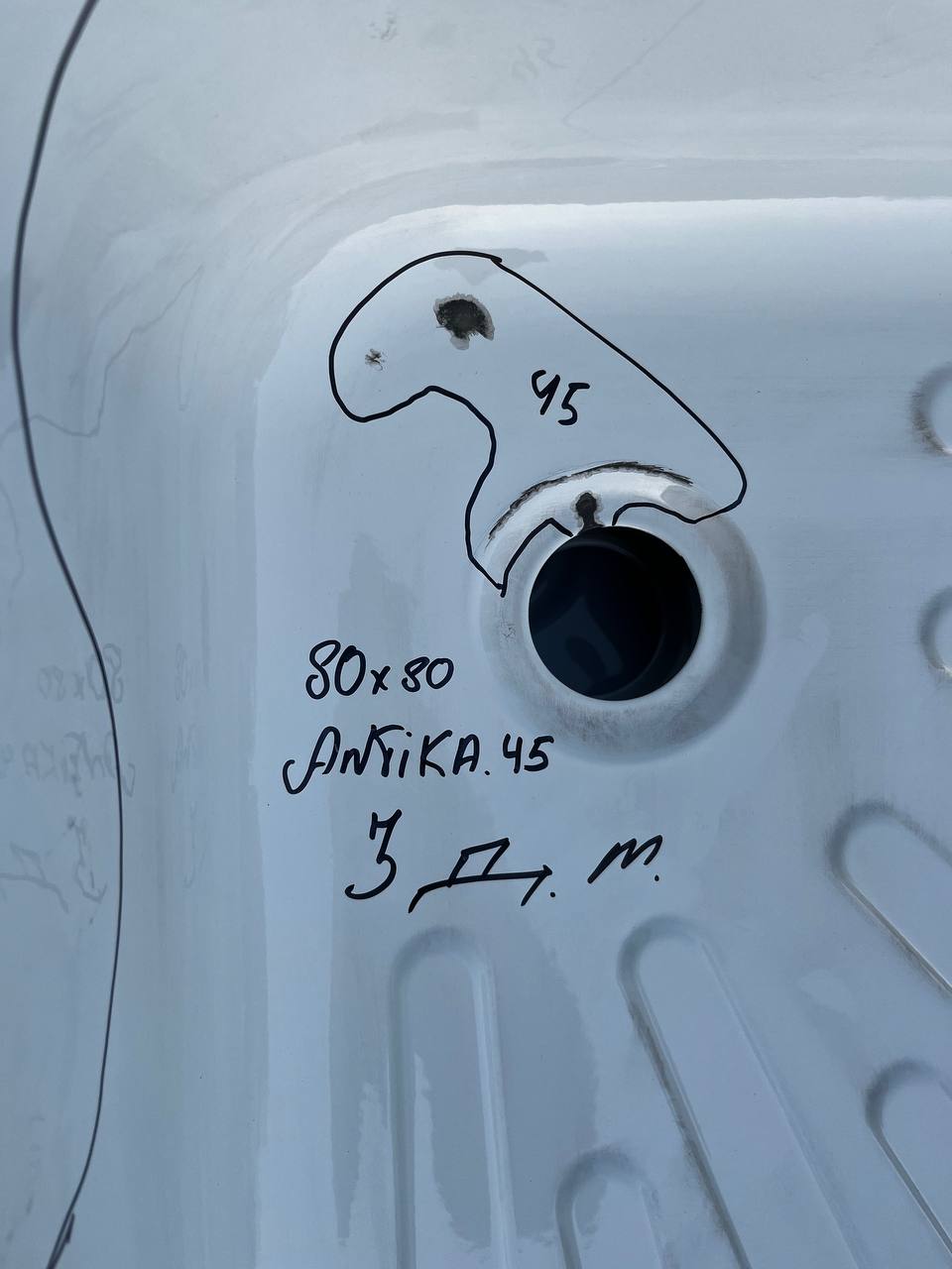 Поддон   стальной "ВИЗ"    80* 80* 15 квадрат С ДЕФЕКТОМ - миниатюра №16