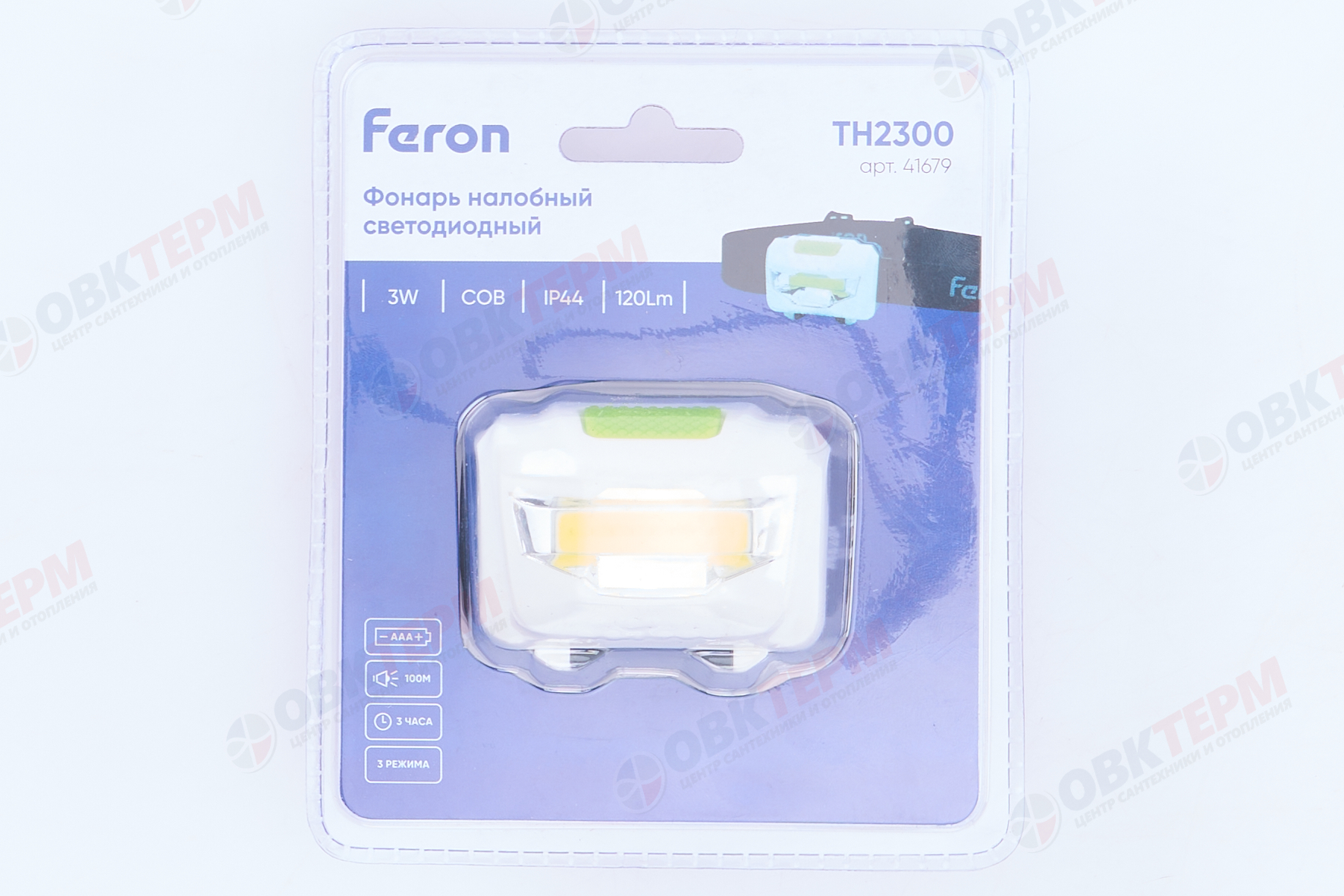 Фонарь налобный светодиодный, работающий от батареек 3*AAA, 3W 1COB, IP44, пластик, FERON TH2300 - миниатюра №10