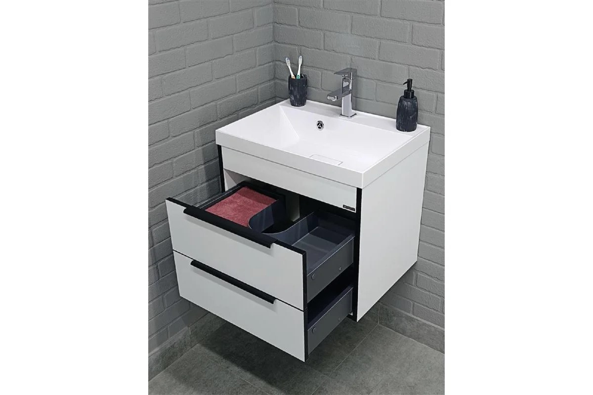 Тумба подвесная 60, Bazis белая (ум. Como 60) Домино - Изображение №3