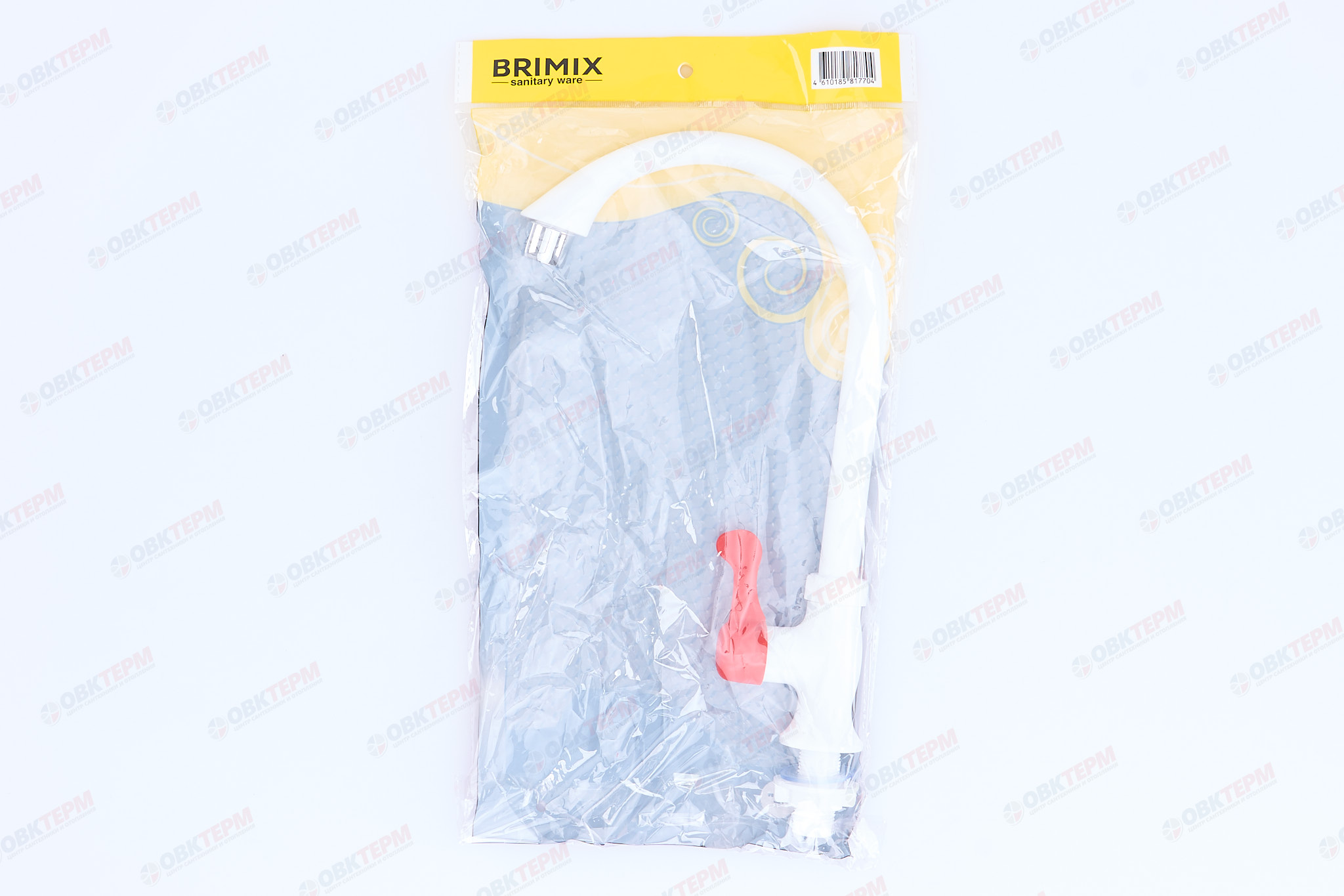 Смеситель моно BRIMIX 601 (белый) красная ручка /для холодной /ABS-пластик - Изображение №5