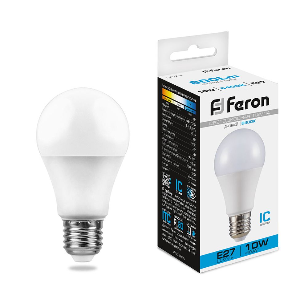 Feron Лампа светодиодная, (10W) 230V E27 6400K A60, LB-92 - Изображение №2