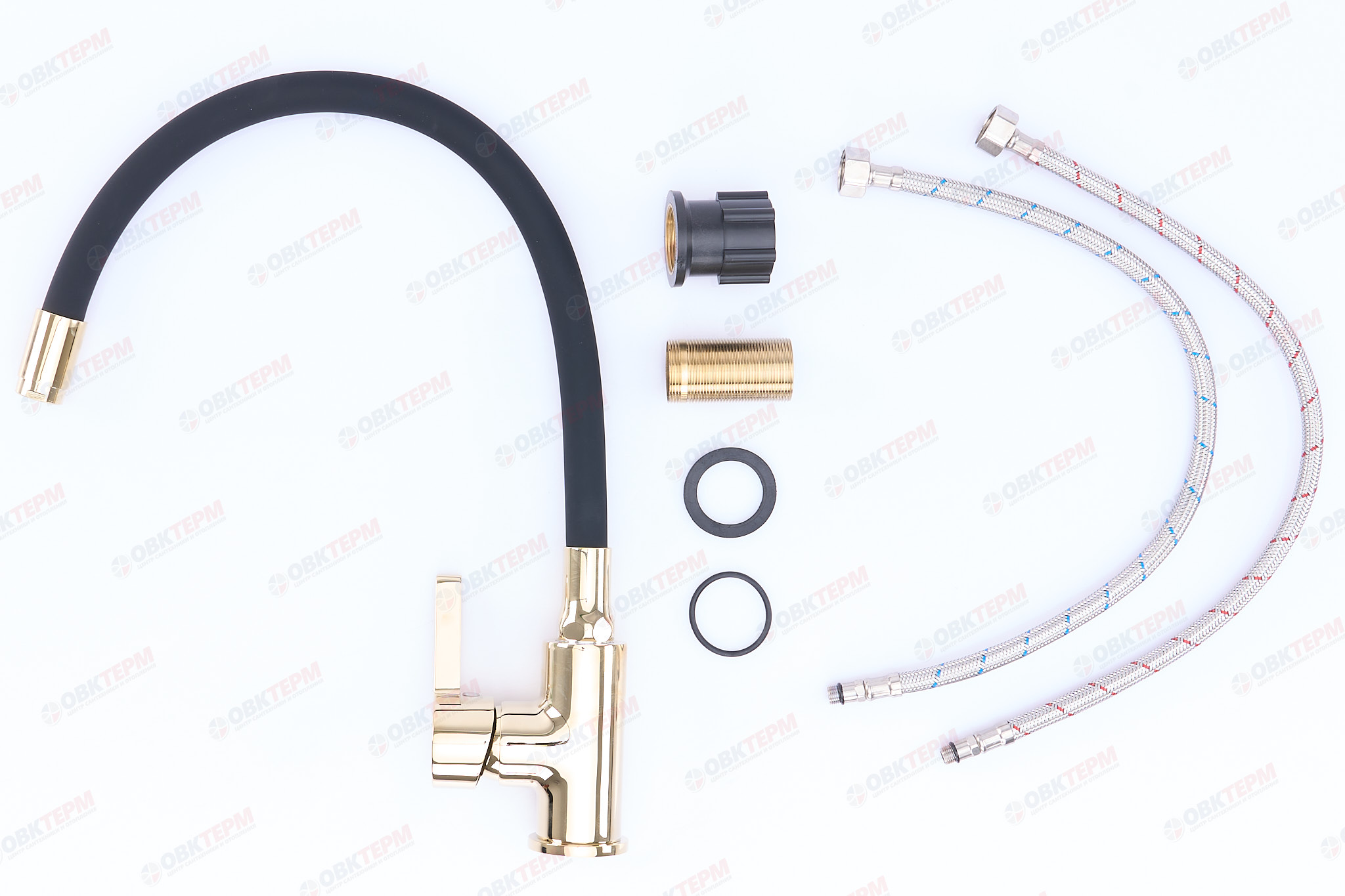 Смеситель д/кухни REFLECTOR ZERIX FADE-011 (LR4898G-10) GOLD (черный+золото) ГАЙКА (10 шт/ящ) - миниатюра №3