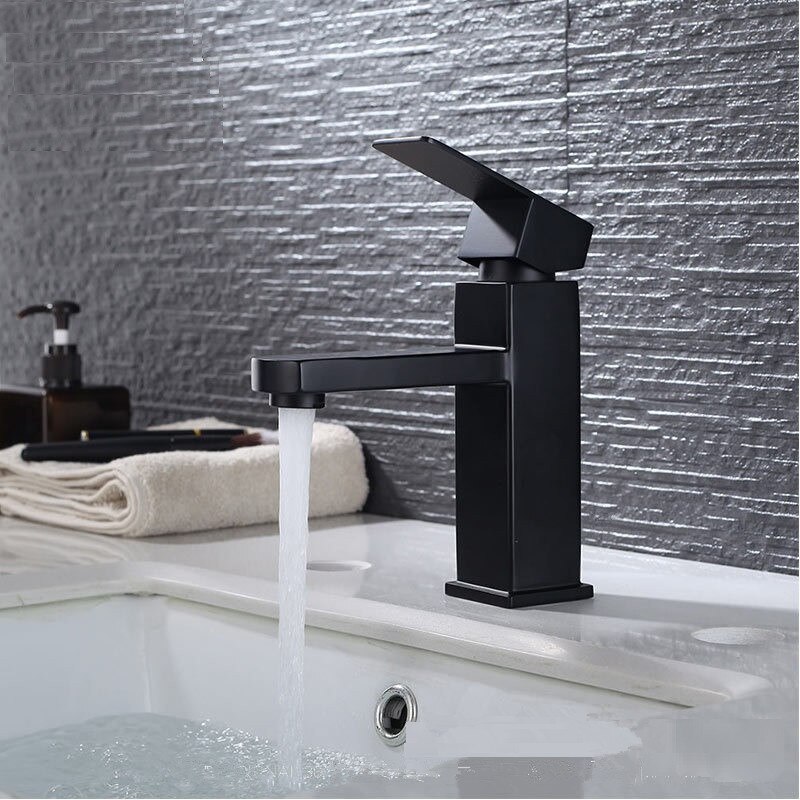 Смеситель д/умывальника нерж/сталь MIXXUS KUB-001 BLACK  (10 шт/ящ) - миниатюра №3