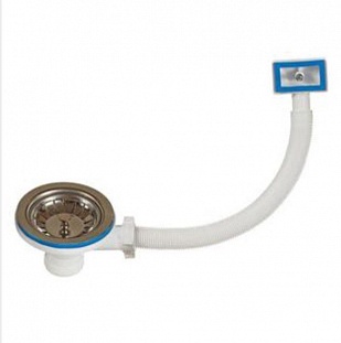 Е-4007-1, САНТЕХПРОДУКТ выпуск 3 1/2 с переливом (пластм. втулка и крышка)(1шт/60упак) - Изображение №1