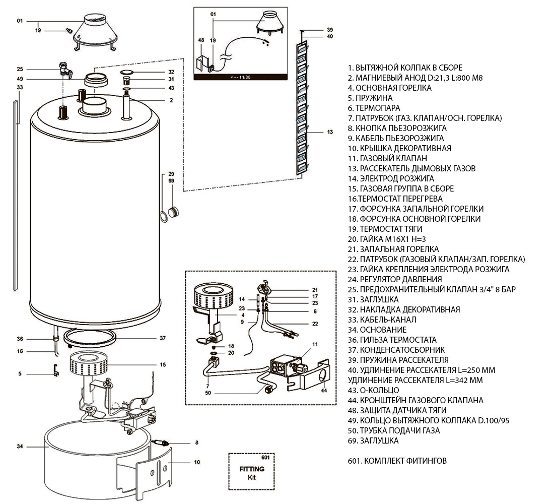 Бойлер   Ariston ABS SUPERSGA 200 R    (газовый, ш495*в1700*г350 ) - Изображение №3