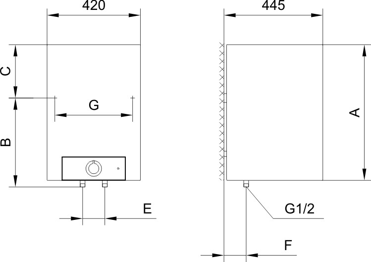 Бойлер   Gorenje  OTG  80  SLIM  BB6  (2 кВт, черный, прямоугольный, в950, ш420, г445) - Изображение №4