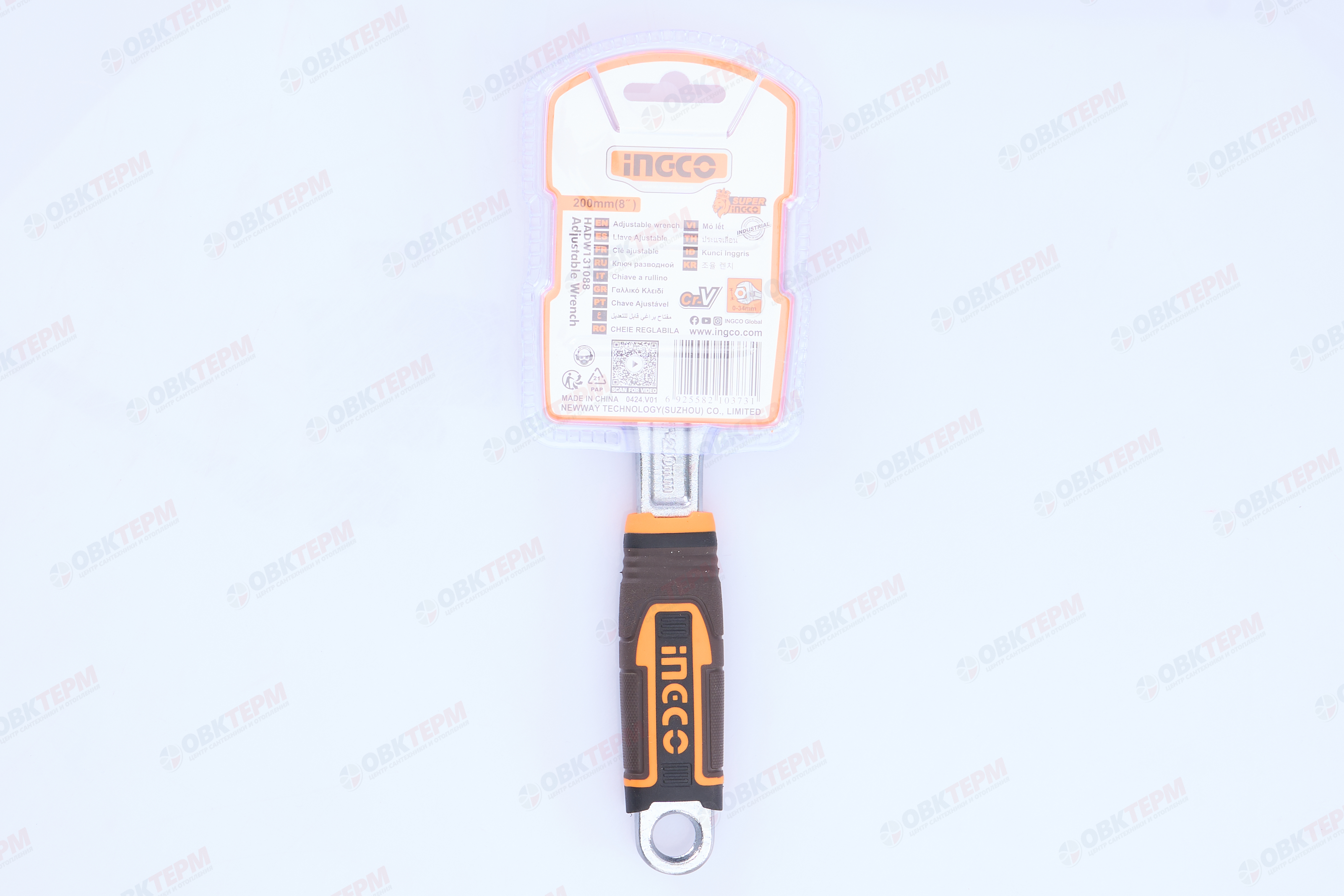 Ключ разводной 200 мм (0-30 мм) с двухкомпонентной ручкой INGCO - Изображение №4