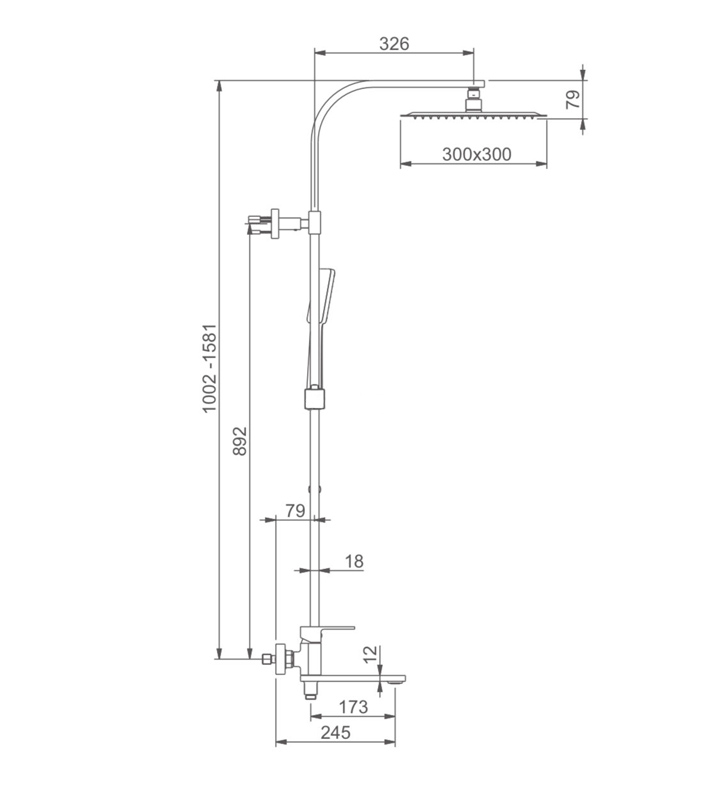 Душ/система GAPPO G2483-8 латунь /белый /лейка 2 реж /тропический душ 360х210мм - миниатюра №2