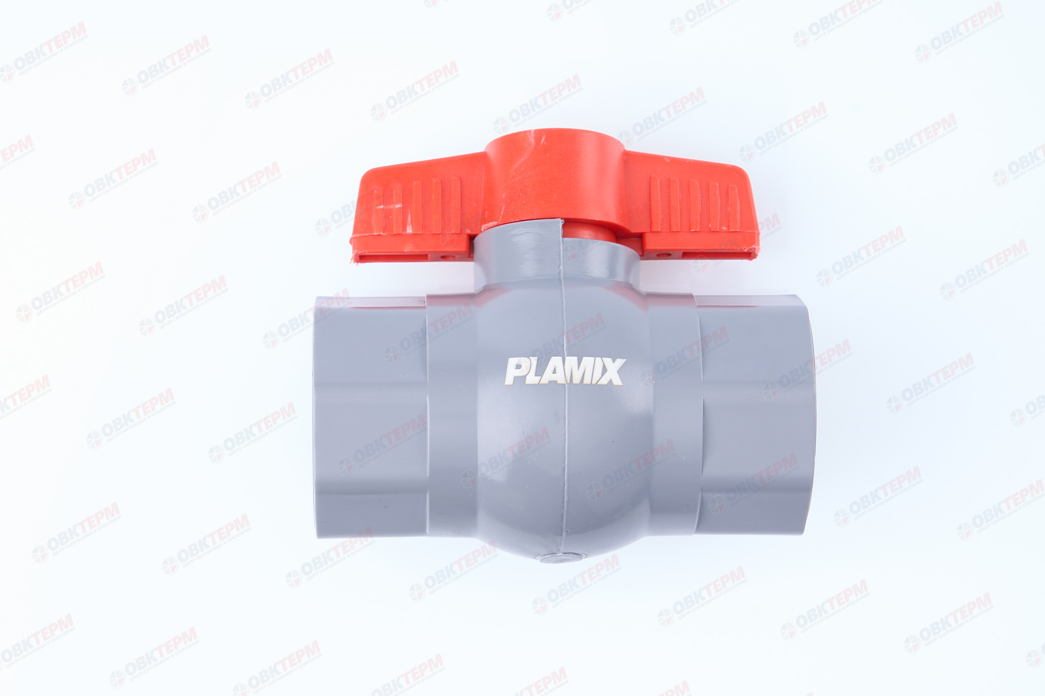 Кран  шаровый пластиковый  1 1/2"  ВВ (серый)  PLAMIX  (50шт) - Изображение №1