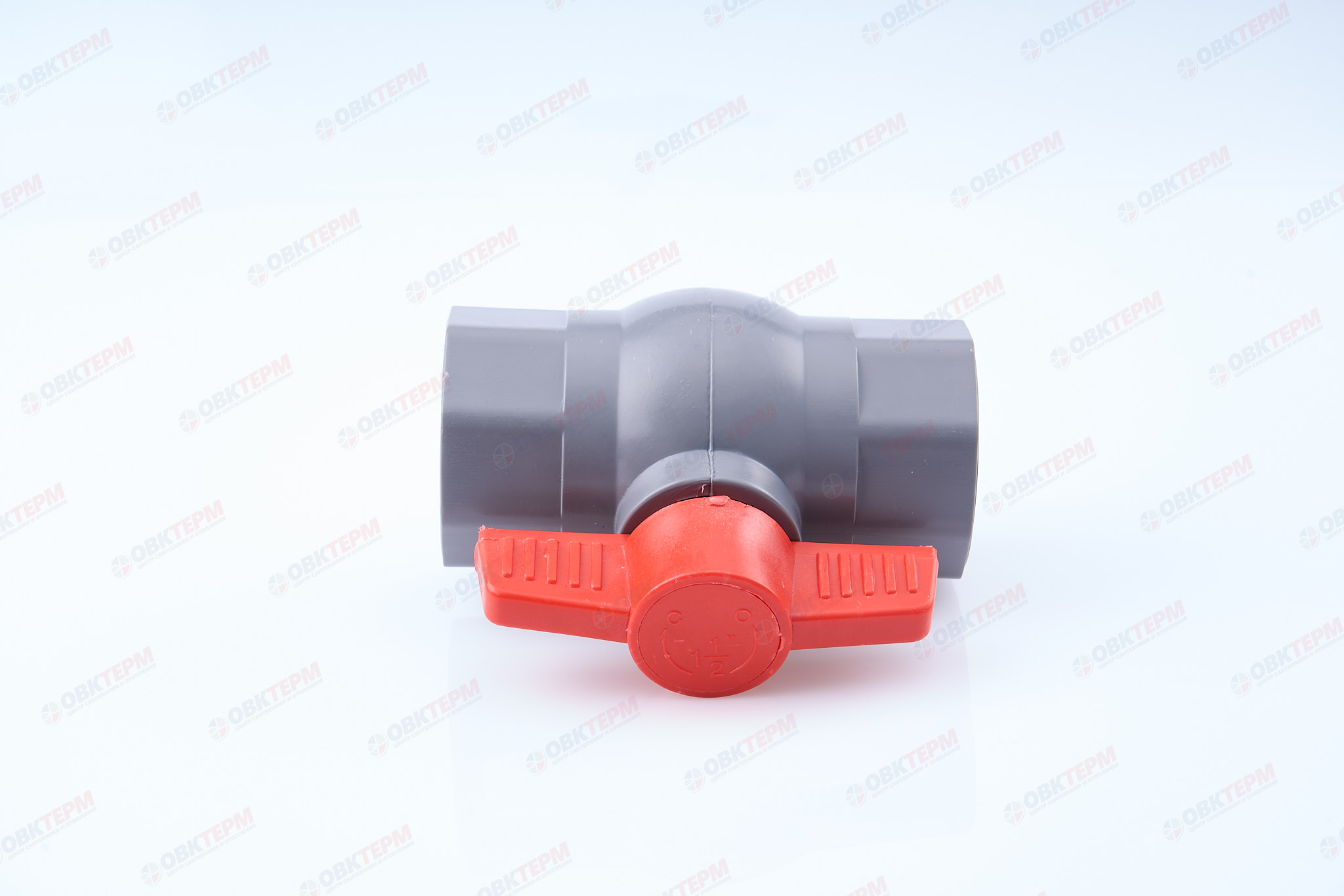 Кран  шаровый пластиковый  1 1/2"  ВВ (серый)  PLAMIX  (50шт) - Изображение №3