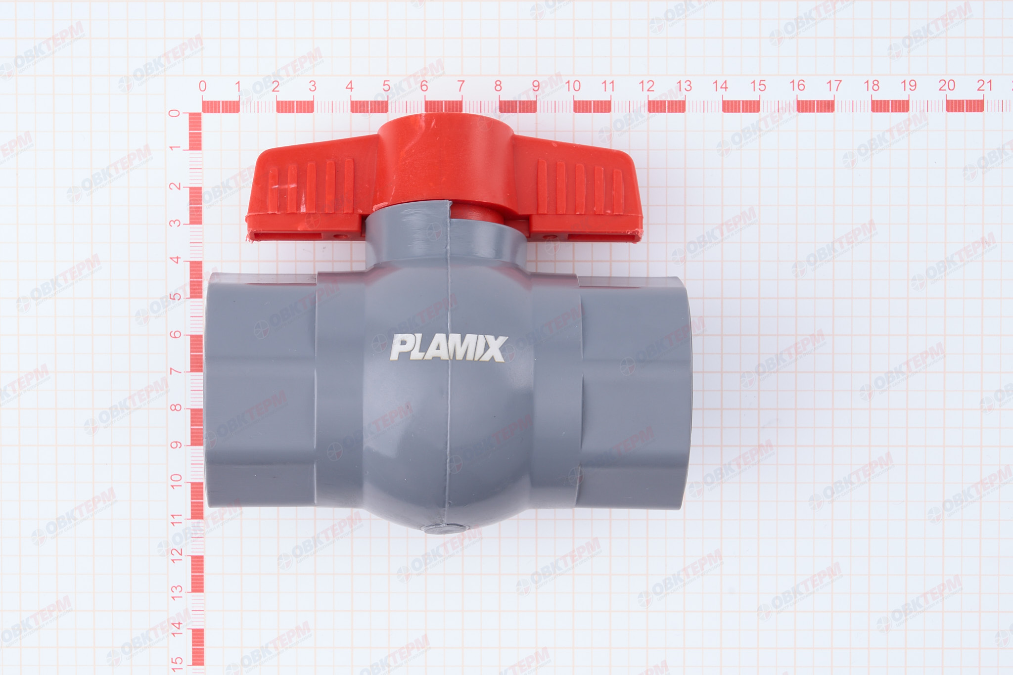Кран  шаровый пластиковый  1 1/2"  ВВ (серый)  PLAMIX  (50шт) - Изображение №4