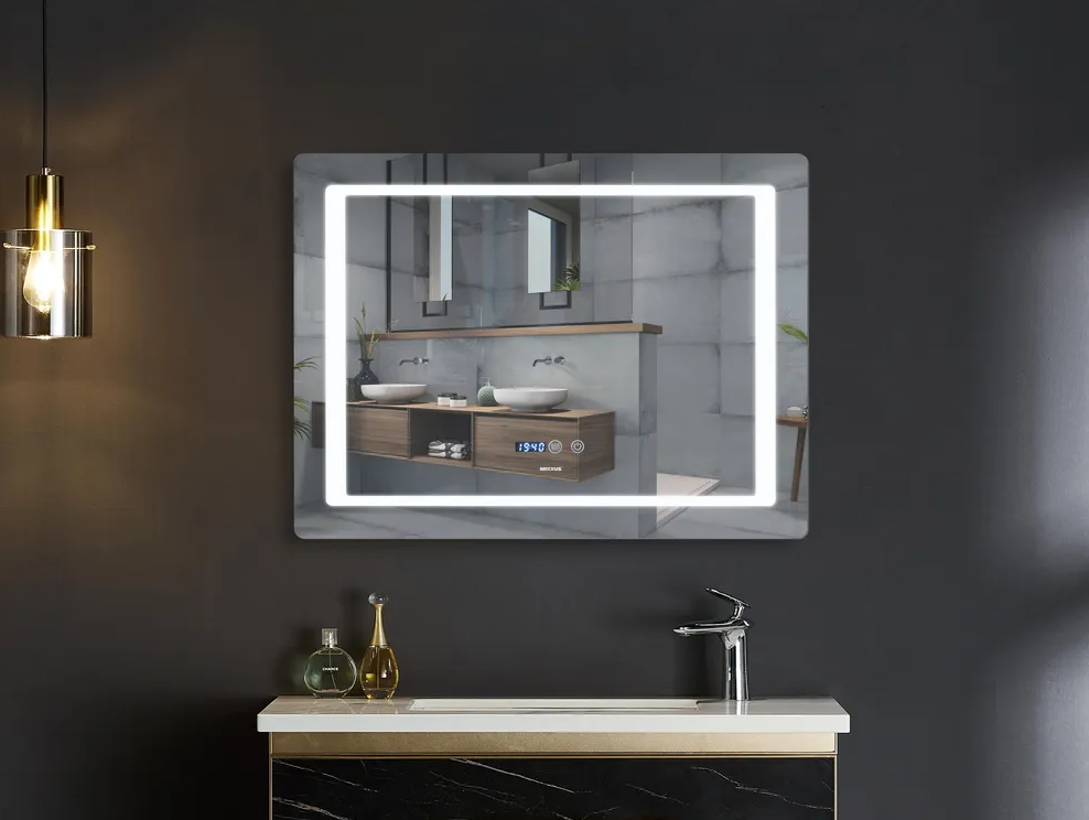 MIXXUS STYLE MR03-90x70 Зеркало с LED Touch, Anti-fog, димером, регулятором яркости, часами - Изображение №1