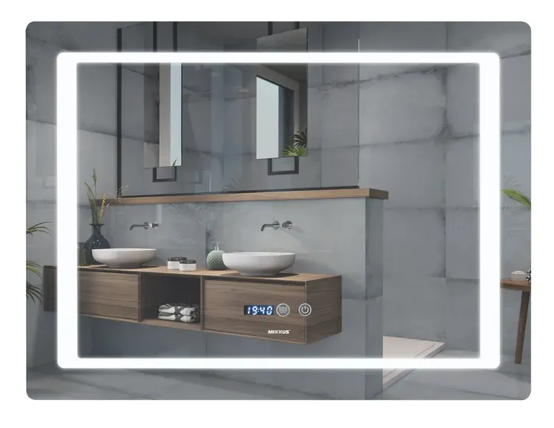 MIXXUS STYLE MR03-90x70 Зеркало с LED Touch, Anti-fog, димером, регулятором яркости, часами - Изображение №3