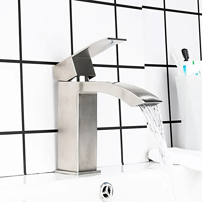 Смеситель д/умывальника нерж/сталь FRAP F10803   (катридж 35мм, на ГАЙКЕ) - миниатюра №2