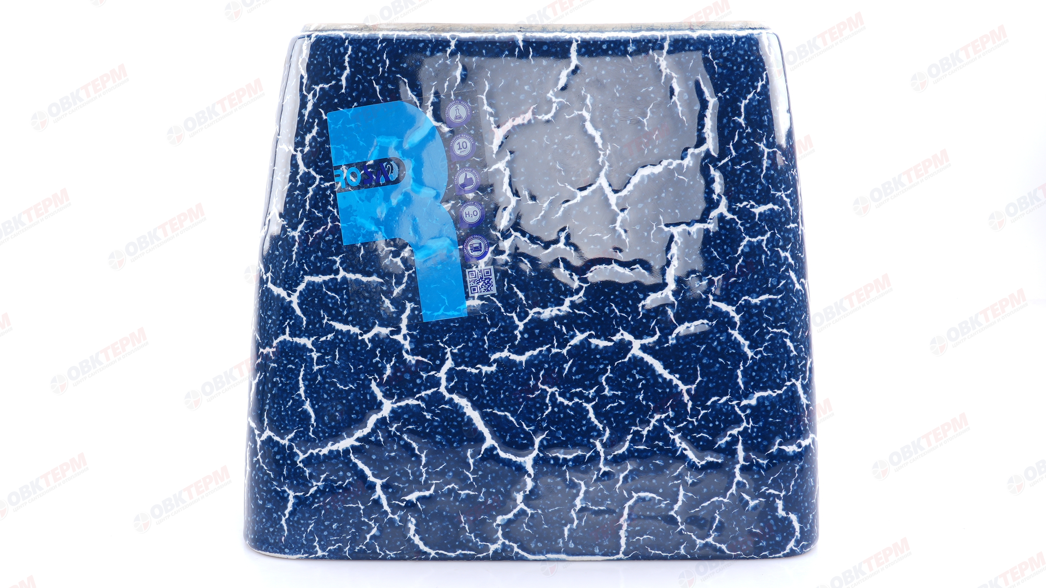 ROSA Бачок "Премьер" СИНИЙ КРАКЕЛЮР (унитаз ПРЕМЬЕР), нижний подвод (210мм) БЕЗ КРЫШКИ - Изображение №2