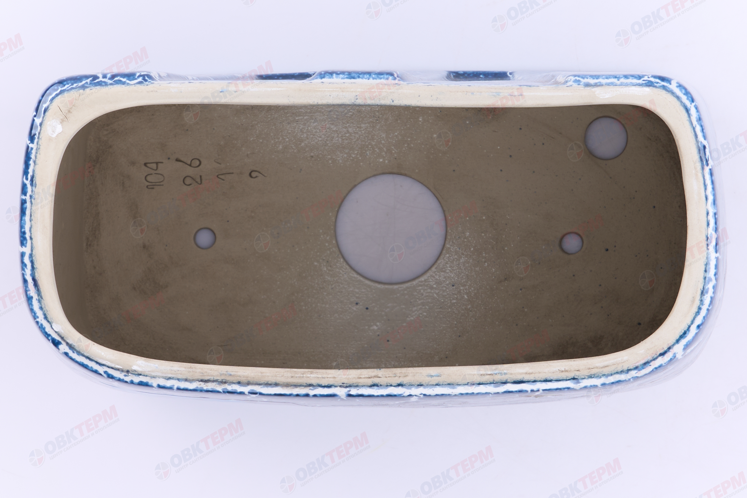 ROSA Бачок "Премьер" СИНИЙ КРАКЕЛЮР (унитаз ПРЕМЬЕР), нижний подвод (210мм) БЕЗ КРЫШКИ - Изображение №5