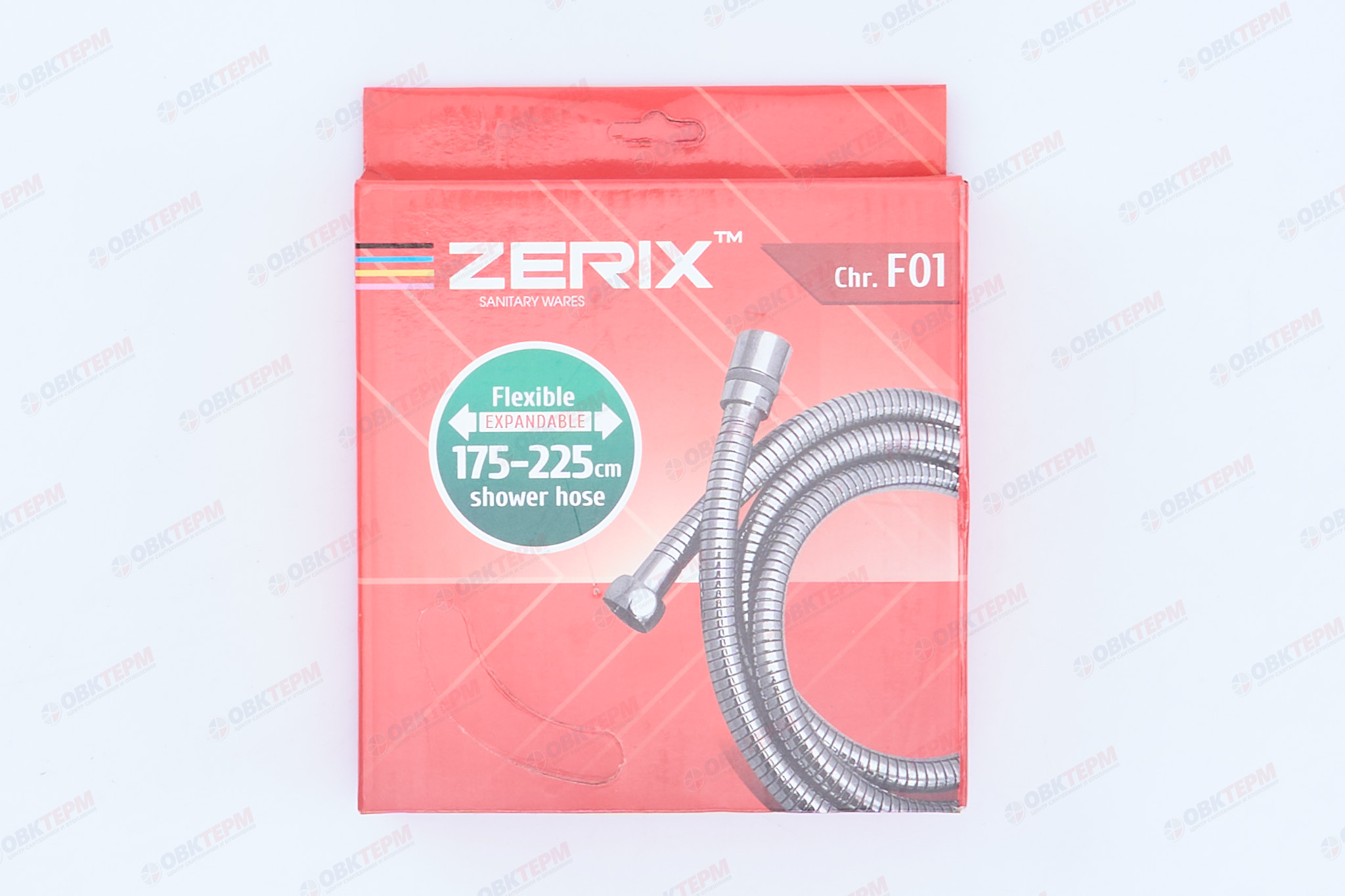 Шланг д/душа ZERIX Chr.F01 нерж сталь /растяжной /175-225 см /коробка (48 шт/ящ) - Изображение №4