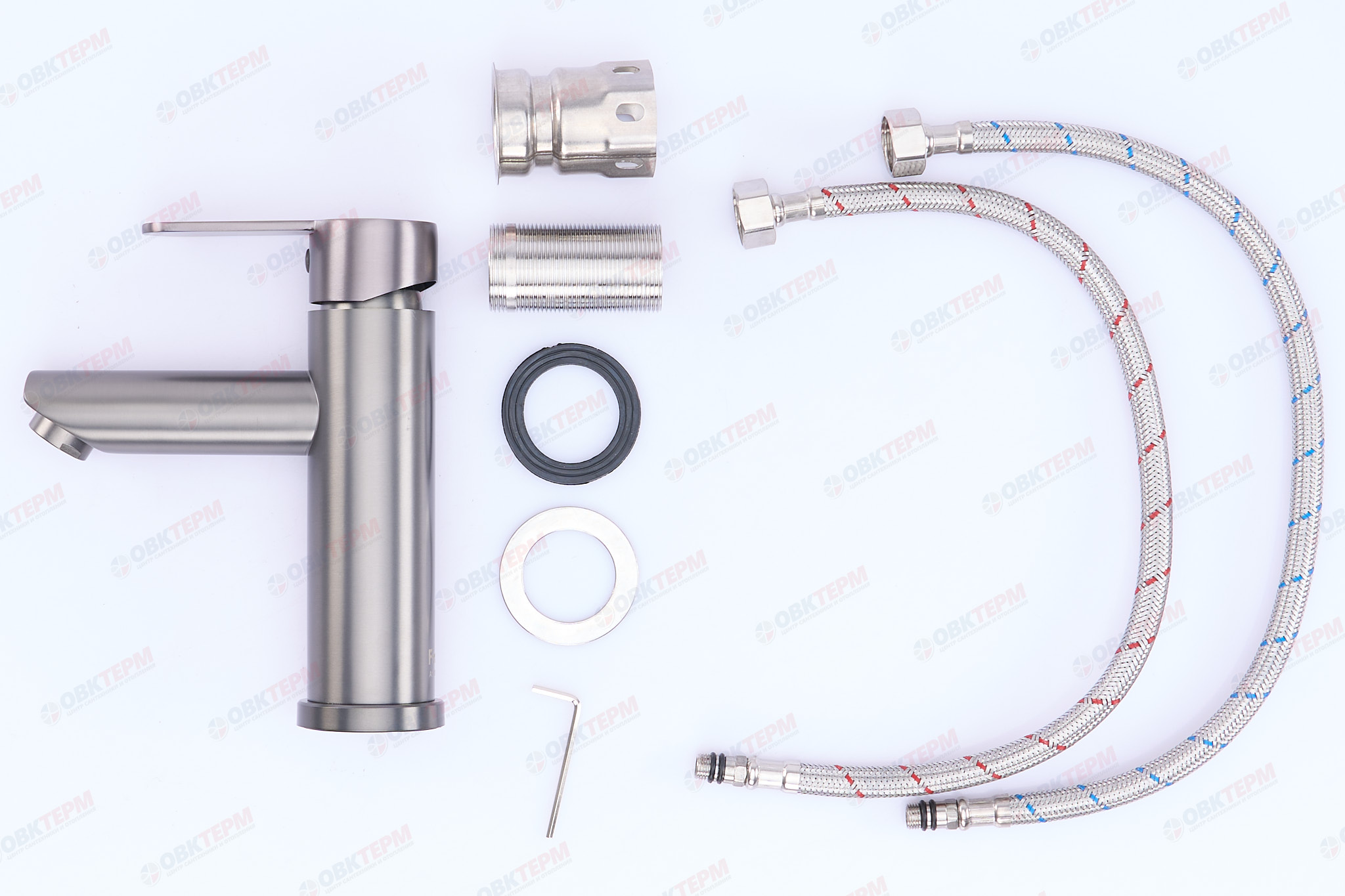 Смеситель д/умывальника FRAР F10801-9 оружейная сталь нерж/сталь (Ø35, на гайке) (10 шт) - миниатюра №4