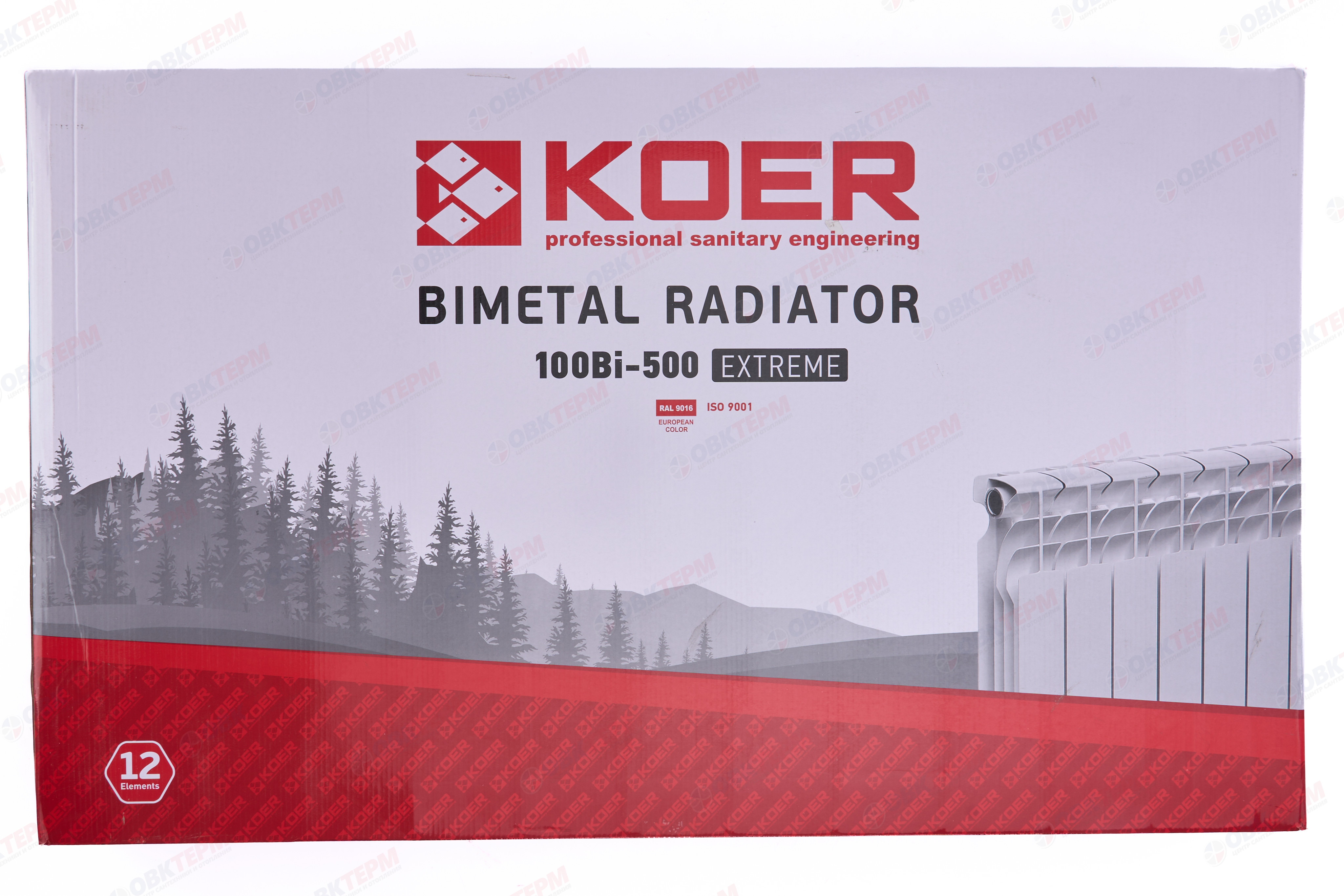 Биметалл радиатор      KOER  EXTREME 500/100 (сборка 12 секций,173Вт,1,60кг,  ГОСТ 31311-2005) - миниатюра №6