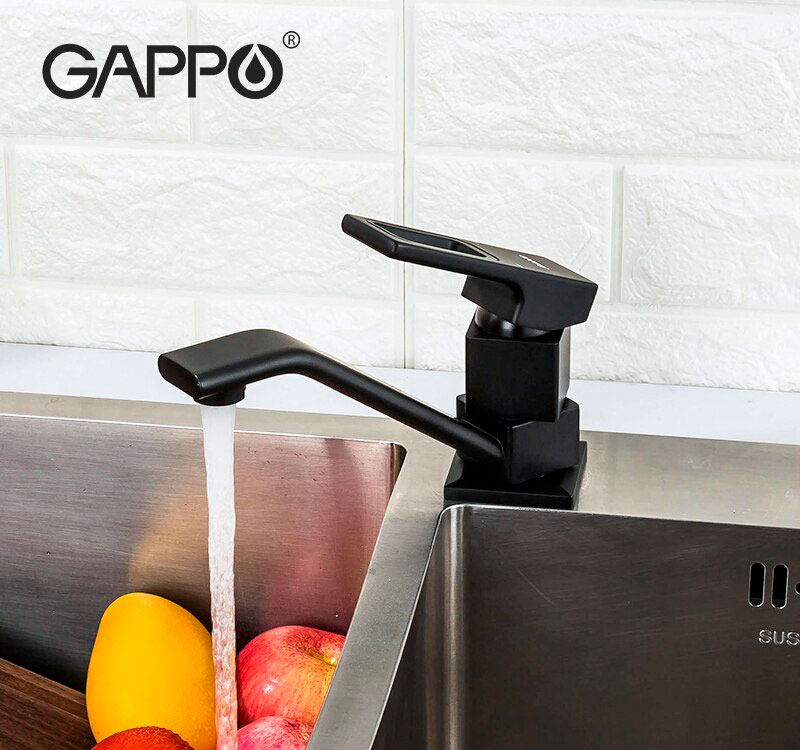 Смеситель д/кухни GAPPO G4517-6 латунь /черный (Ø35, аэратор М24, на гайке) - миниатюра №3
