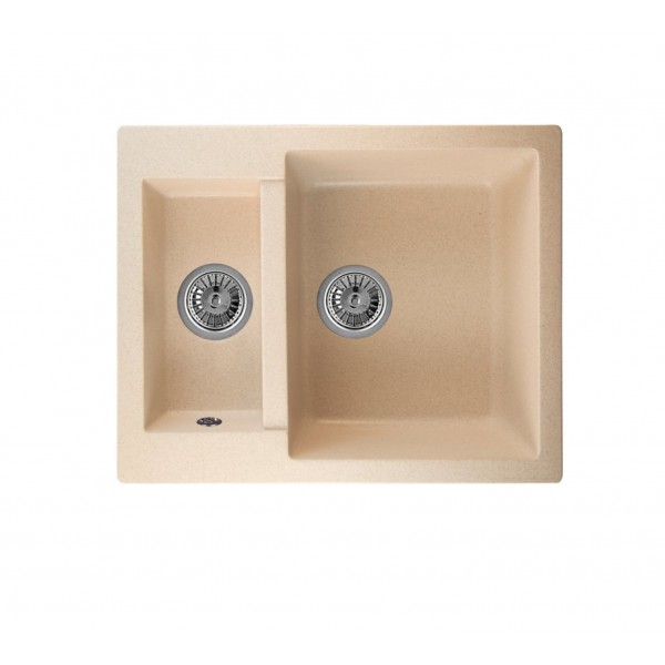 Мойка прямоугольная двойная 600х500мм Hiekka Beige GRANMILL 28 беж - изображение №1