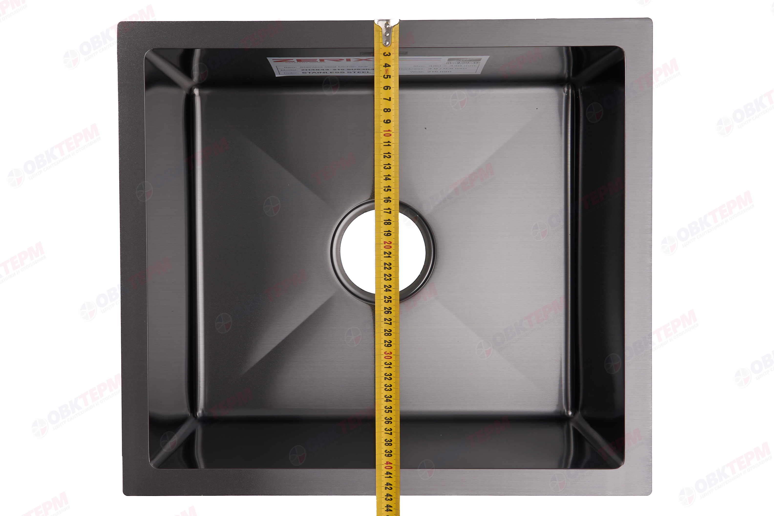 Мойка ZERIX ZH4843-215.SUS304 NANO-BLACK из нерж. стали (3.0/0.8 мм) (с сифоном) - миниатюра №7