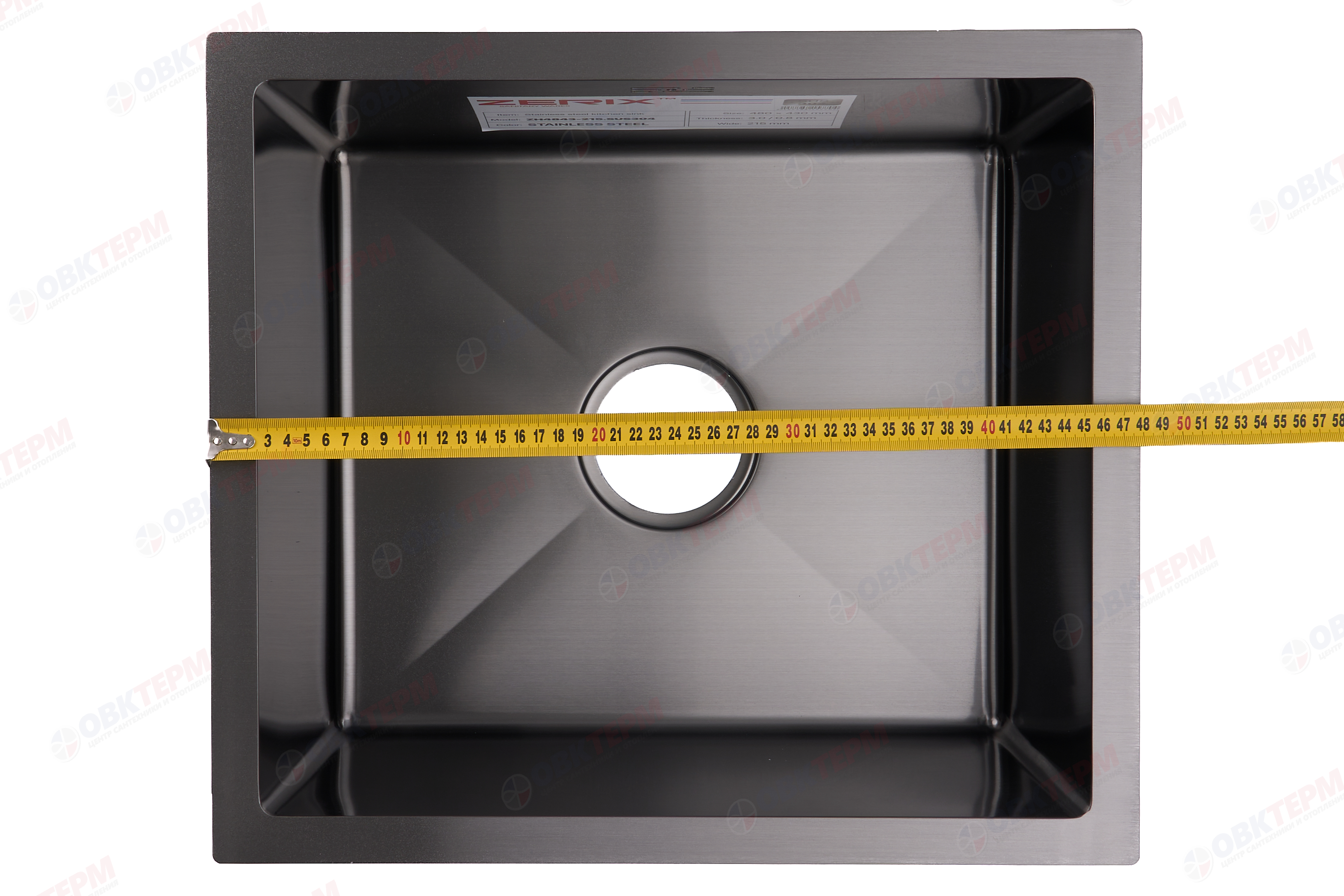 Мойка ZERIX ZH4843-215.SUS304 NANO-BLACK из нерж. стали (3.0/0.8 мм) (с сифоном) - миниатюра №8