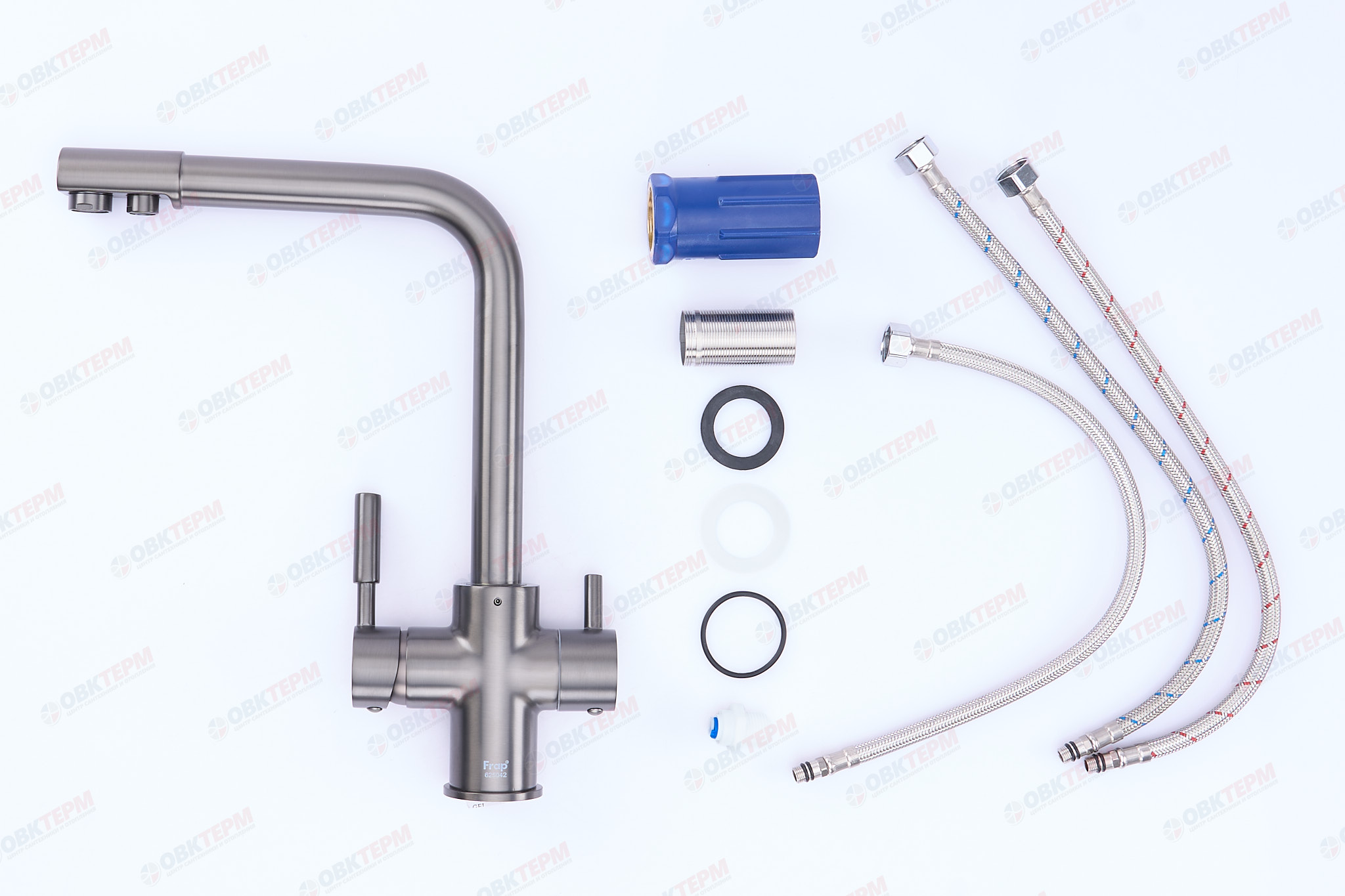 Смеситель д/кухни под ФИЛЬТР FRAP F4352-9 оружейная сталь (Ø35,на гайке) - миниатюра №6