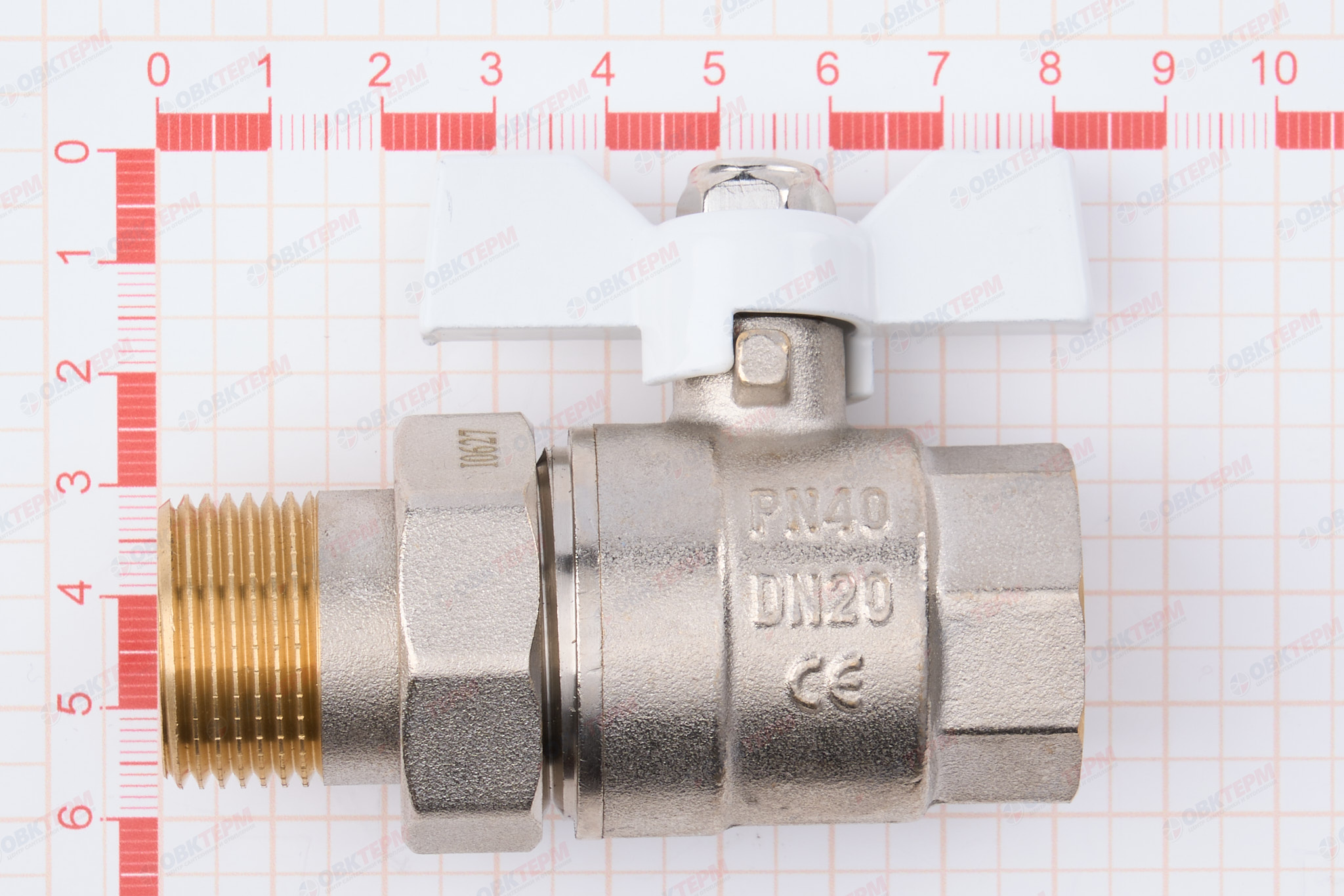 Кран шаровый с американкой    TIM      3/4"  (белая бабочка)   (12шт/48ящ) - миниатюра №6