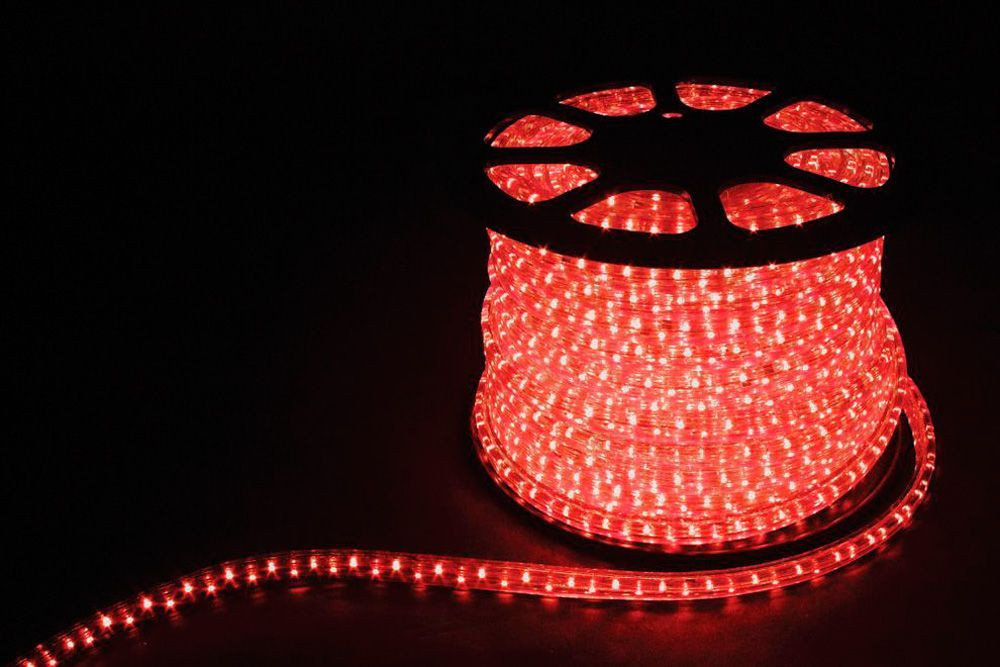 Дюралайт (лента светодиодная), 2W 100м 230V 36LED/м 13мм, красный, LED-R2W с 2 заглушками, FERON - изображение №1