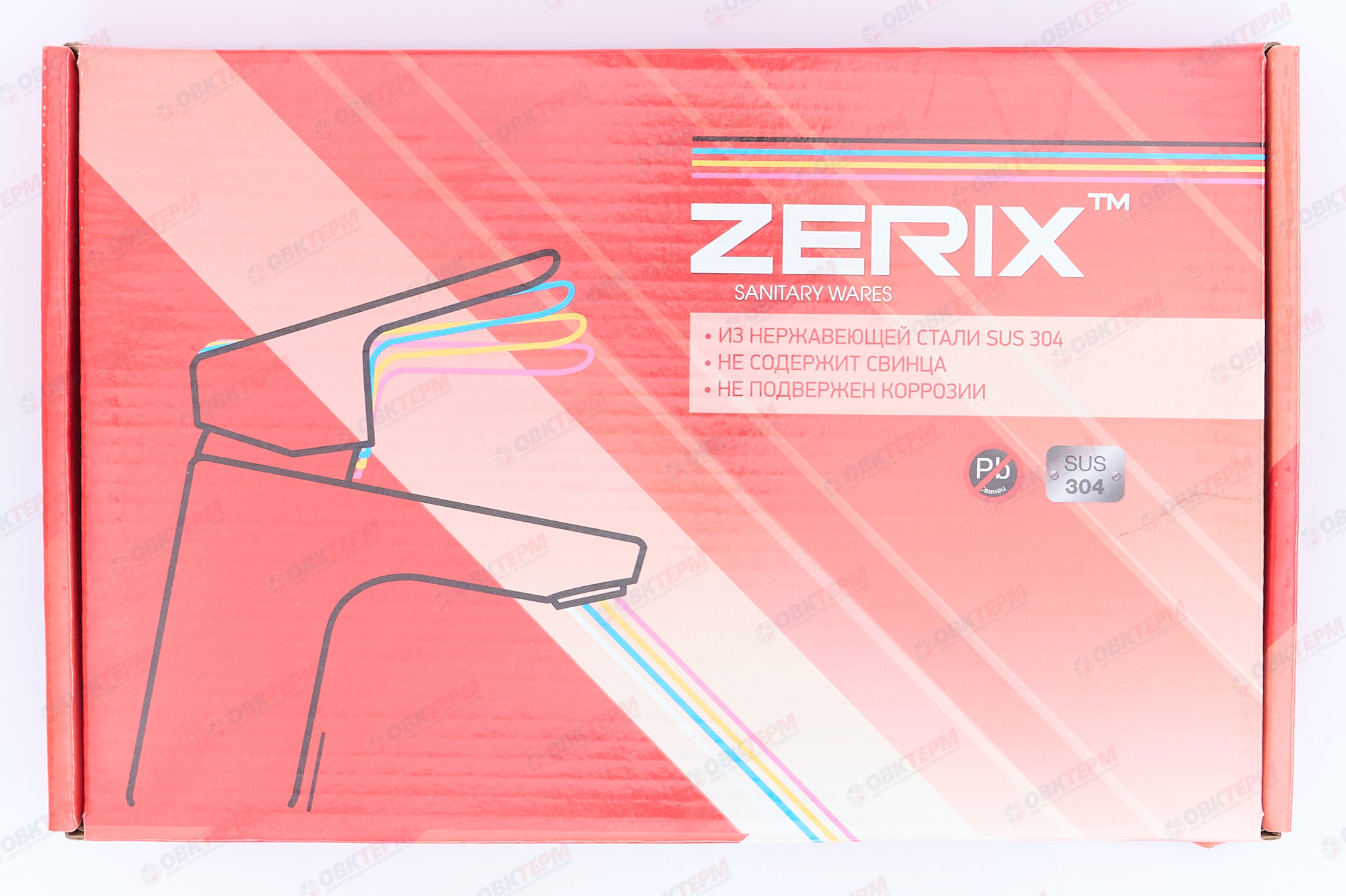 Смеситель д/умывальника нерж/сталь ZERIX - SUS-001-A   (катридж 35мм, на ГАЙКЕ)  10 шт/ящ - миниатюра №6