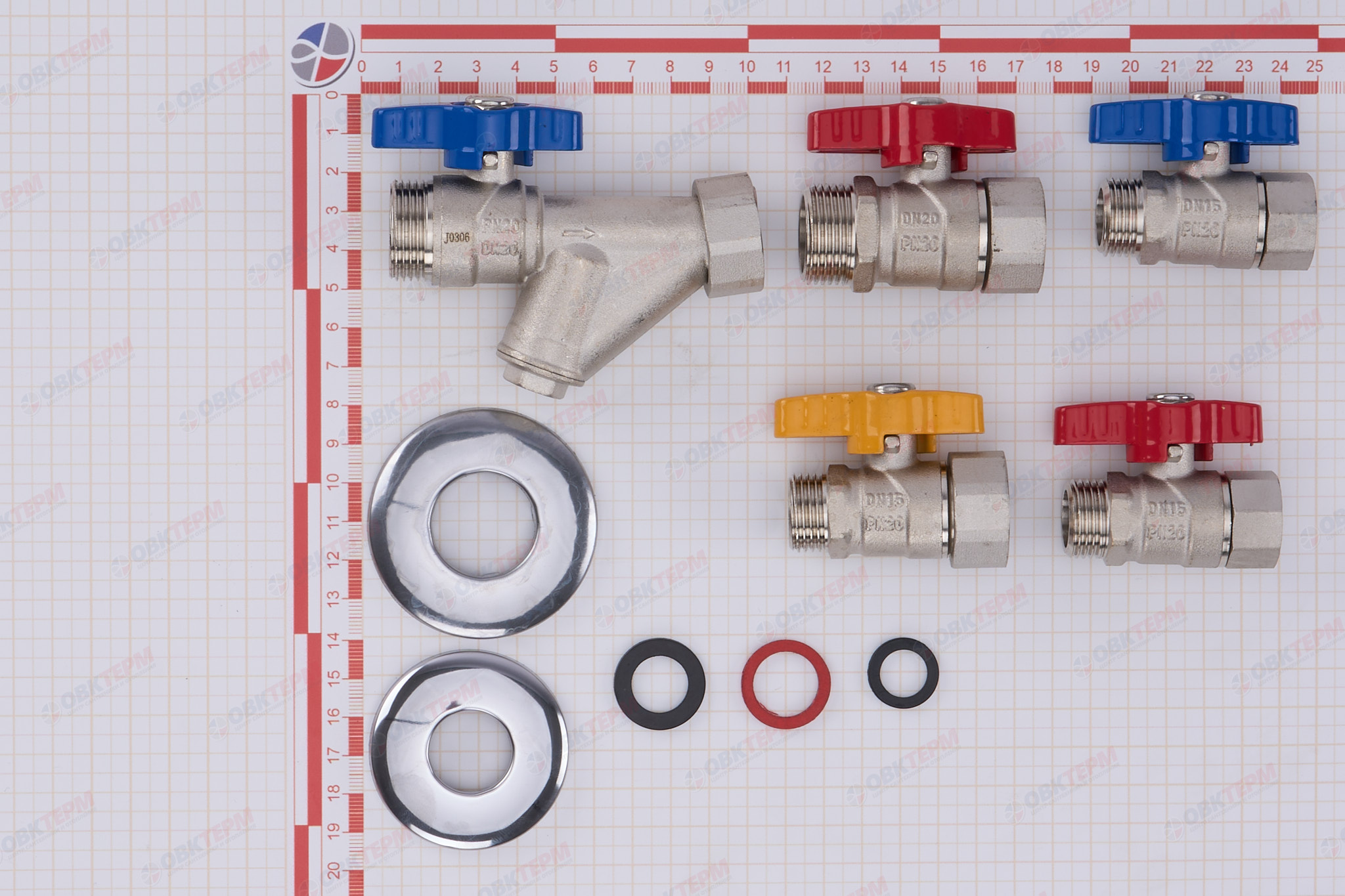 Набор кранов для газового котла ПРЯМОЙ    TIM     (1шт/16ящ) - миниатюра №6
