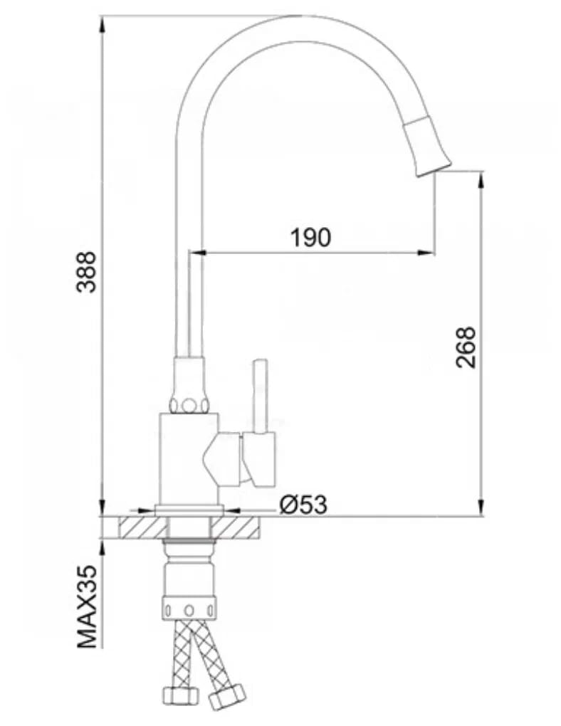 Смеситель д/кухни FRAP F40994-6 черный /гибкий излив (Ø35, на гайке) - миниатюра №3