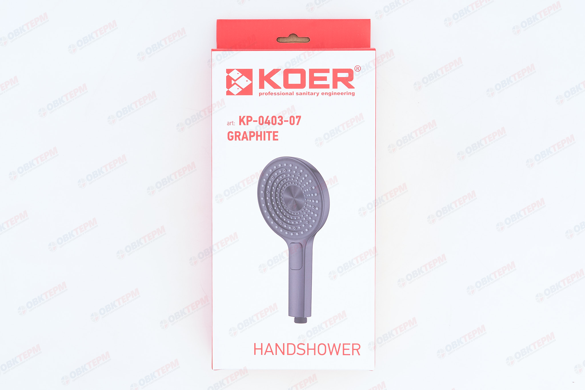 Лейка д/душа ручная KOER KP-0403-07 (3 режима, цвет ГРАФИТ) 130мм (30 шт/ящ) - миниатюра №6