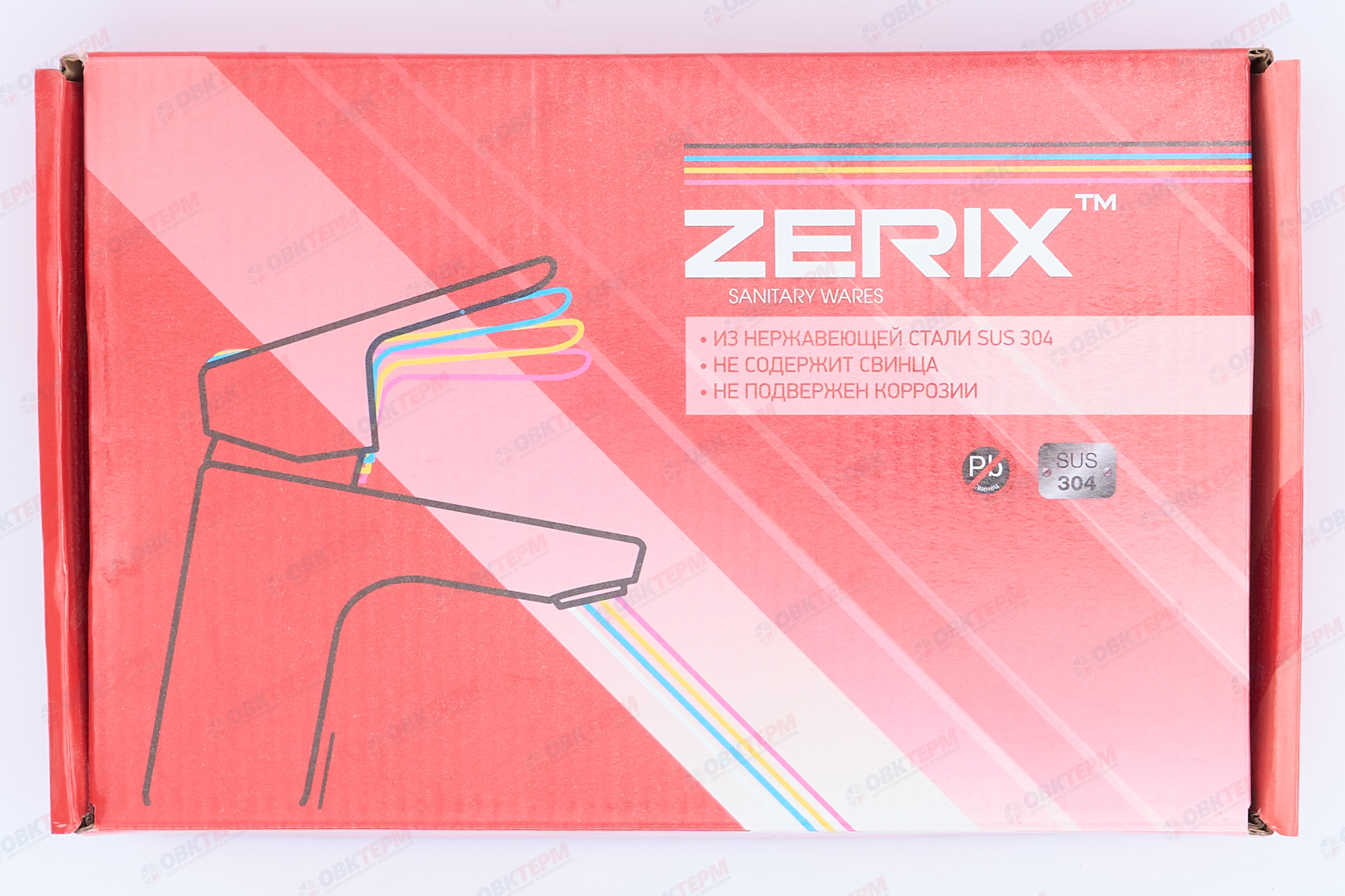 Смеситель д/умывальника нерж/сталь ZERIX - HSB-001   (10 шт/ящ) - миниатюра №7