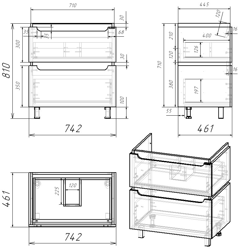 Тумба напольная EvaGold  75 №2 "Vesta" (ум. Оскар 750) - Изображение №2