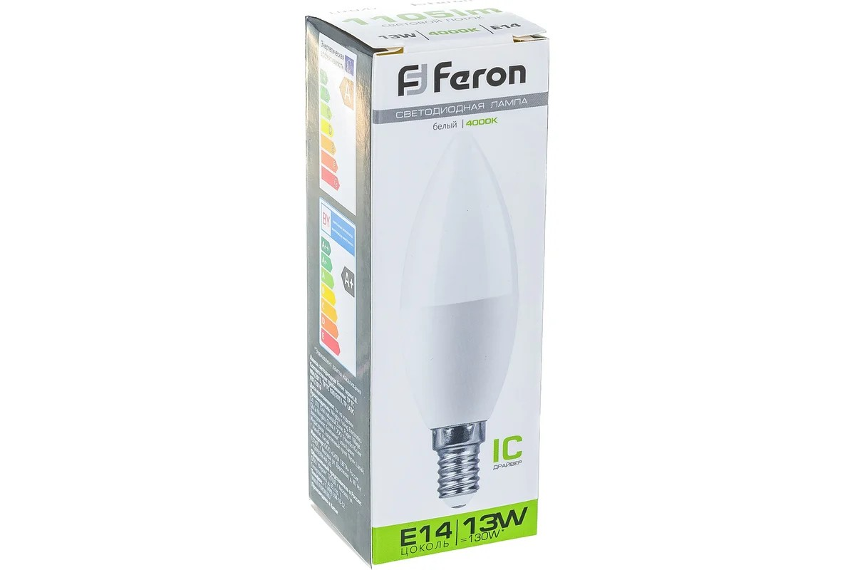 Feron Лампа светодиодная, (13W) 230V E14 4000K С37, LB-970 - Изображение №4