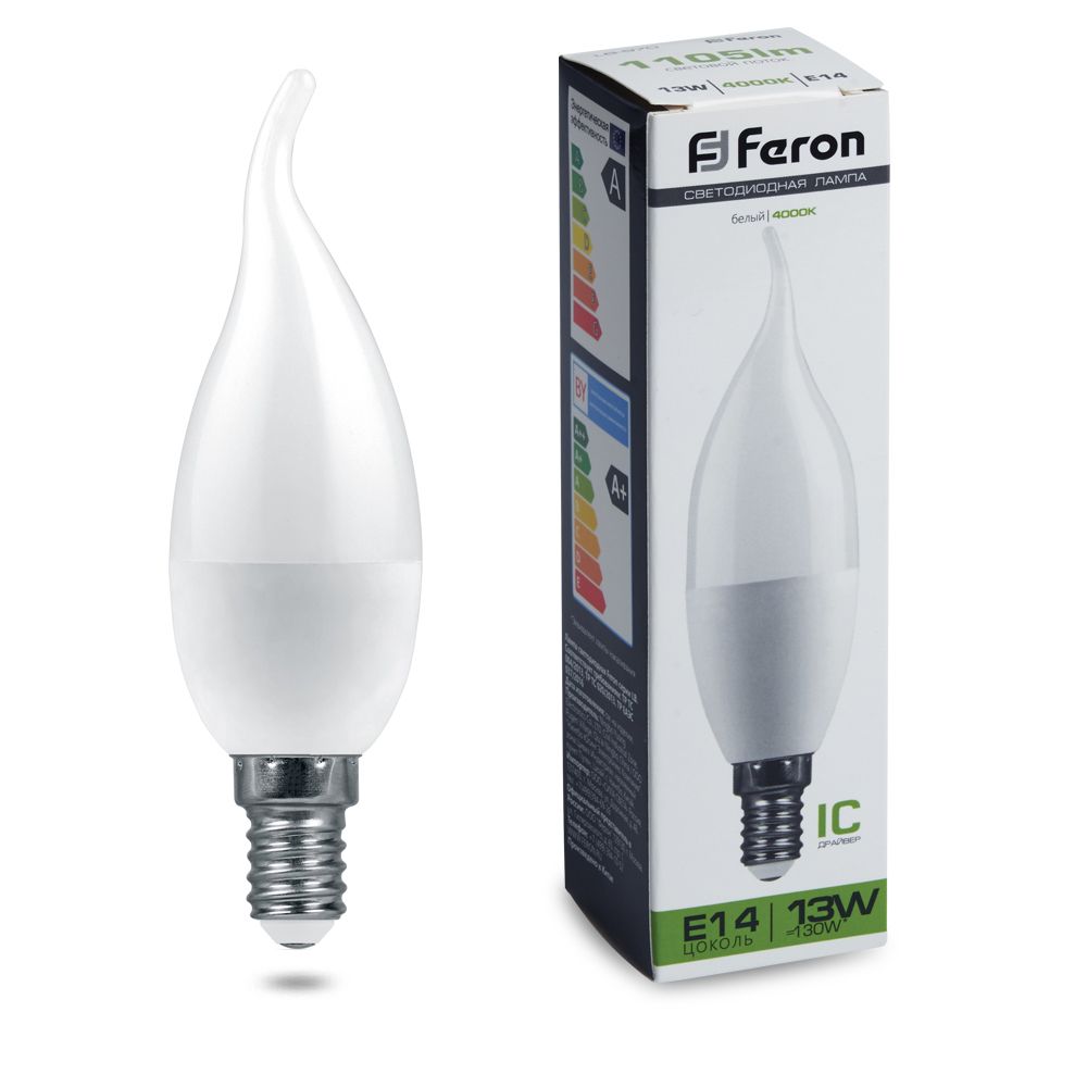 Feron Лампа светодиодная, (13W) 230V E14 4000K С37T, LB-970 - изображение №1