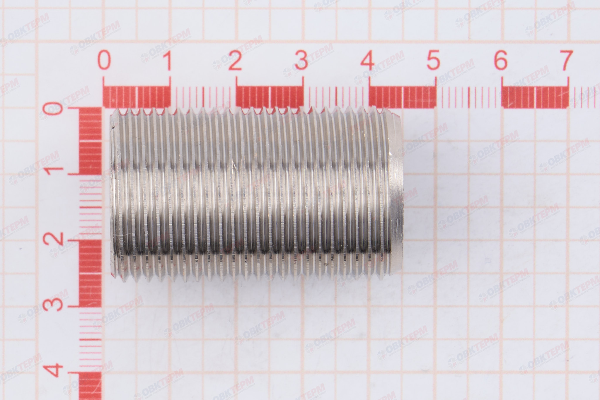 Ниппель под сгонный ключ     3/4"  никель     (Valtec) - миниатюра №7