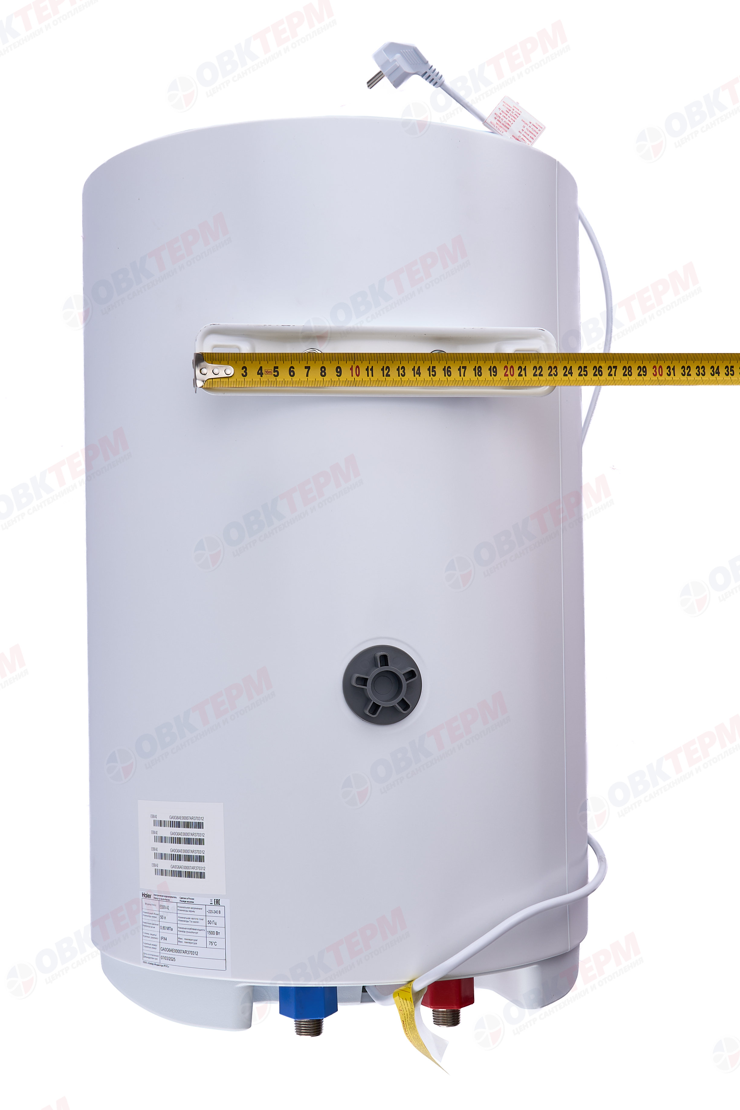Бойлер   Haier ES       50 V -A2  (вертик.,белый,тэн 1,5 кВт, в637,ш390,г400) - миниатюра №13