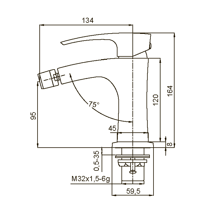 Смеситель д/биде KOER KB-20007-05  (Цвет черный) (8шт/ящ) - Изображение №2